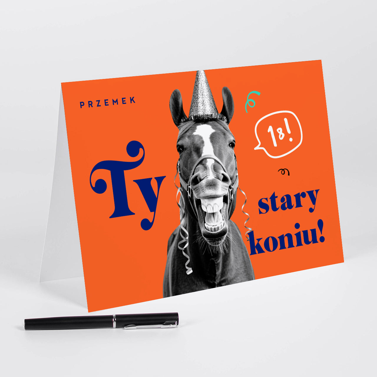 Personalizowana kartka na 18 urodziny - stary koń