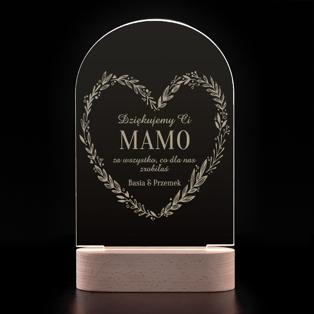 Personalizowana statuetka led - podziękowania dla mamy