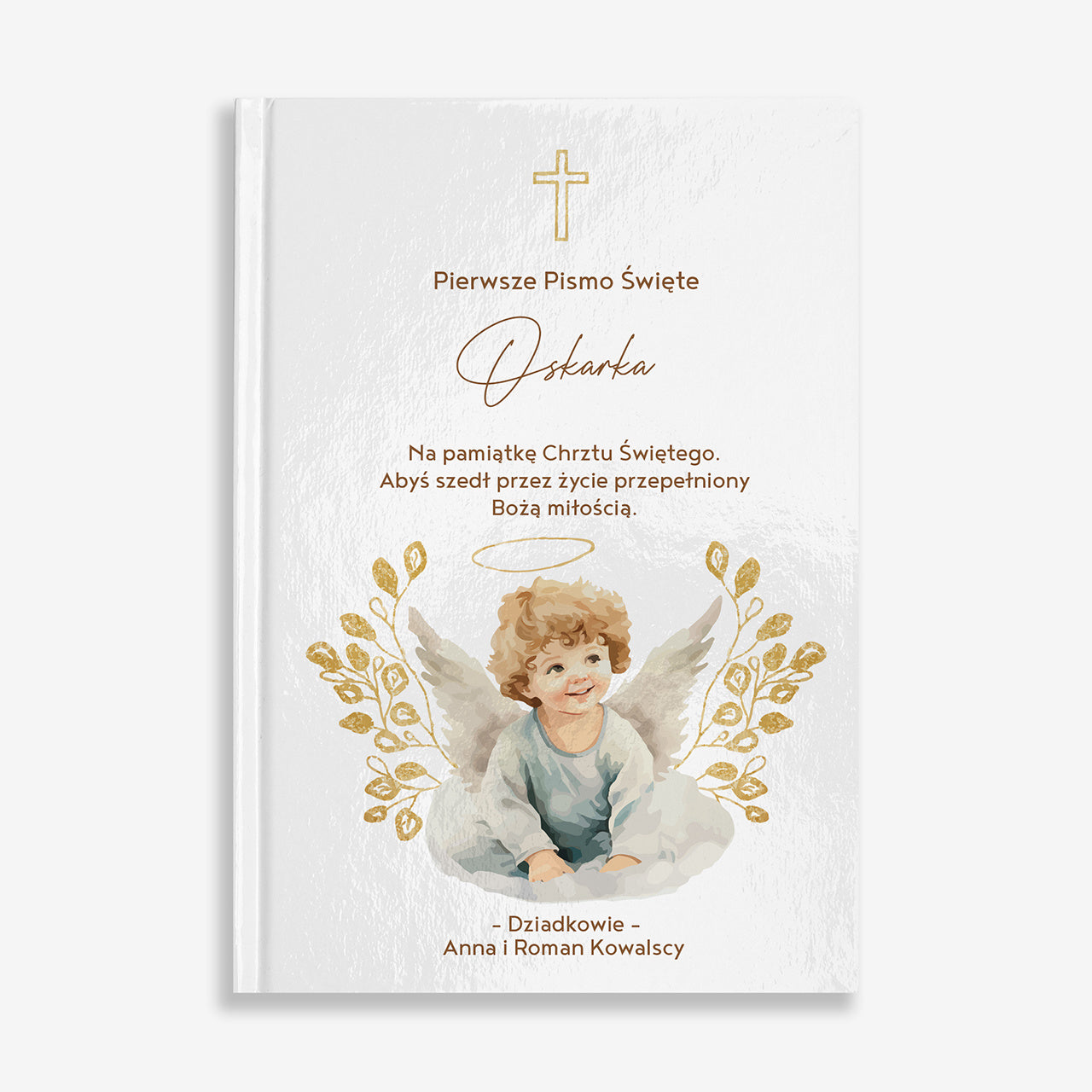 Biblia na chrzest - Aniołek pamiątka chrztu świętego biblia z dedykacją upominek na chrzest