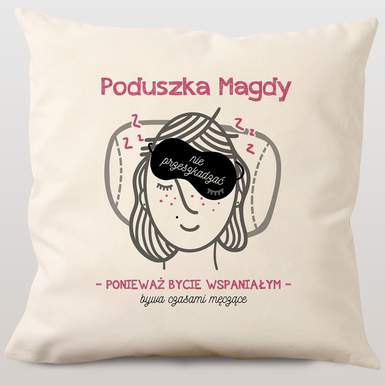 Personalizowana poduszka śpiocha - śmieszny prezent dla niej prezent dla kobiety poduszka z nadrukiem