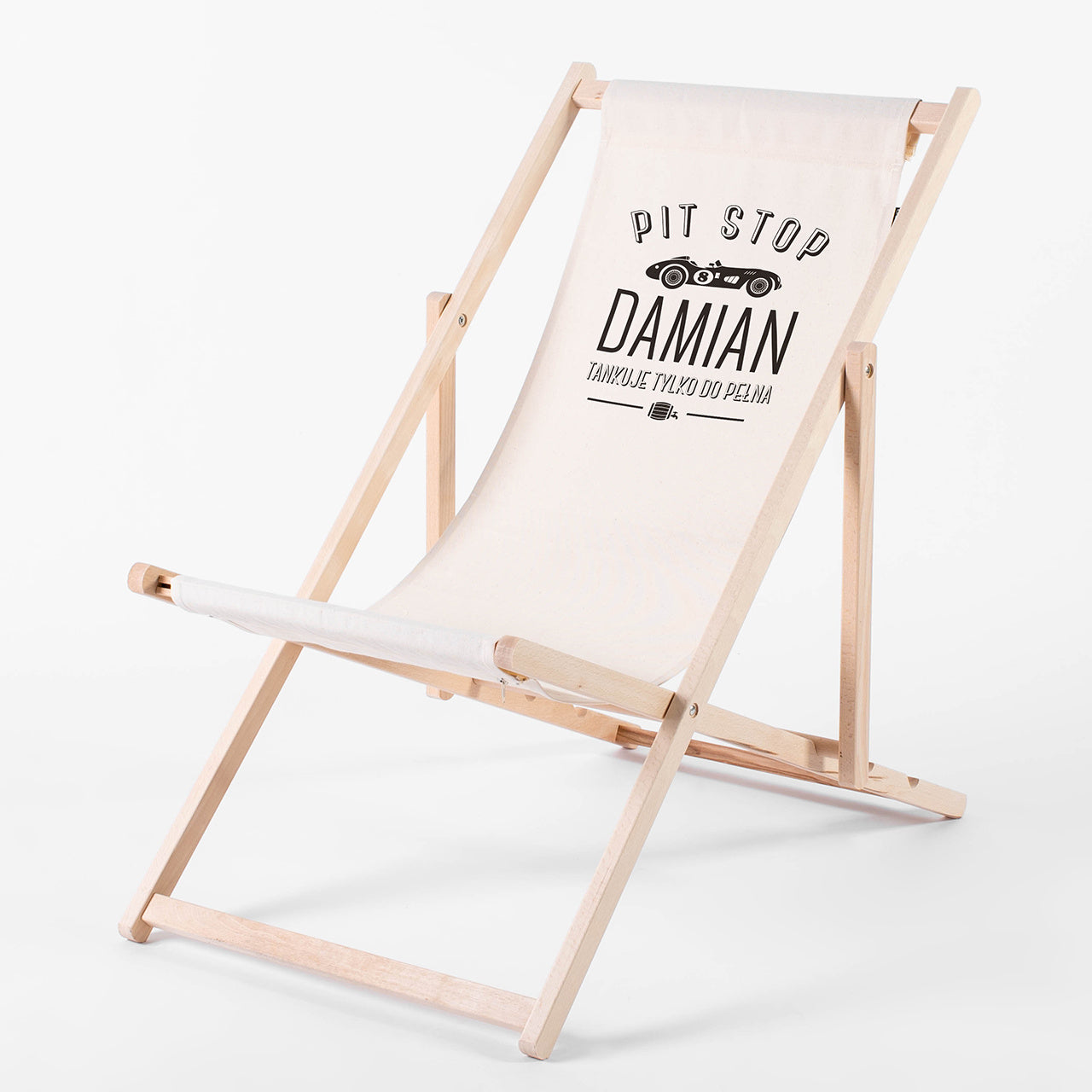 Personalizowany leżak Pit stop - prezent dla fana motoryzacji