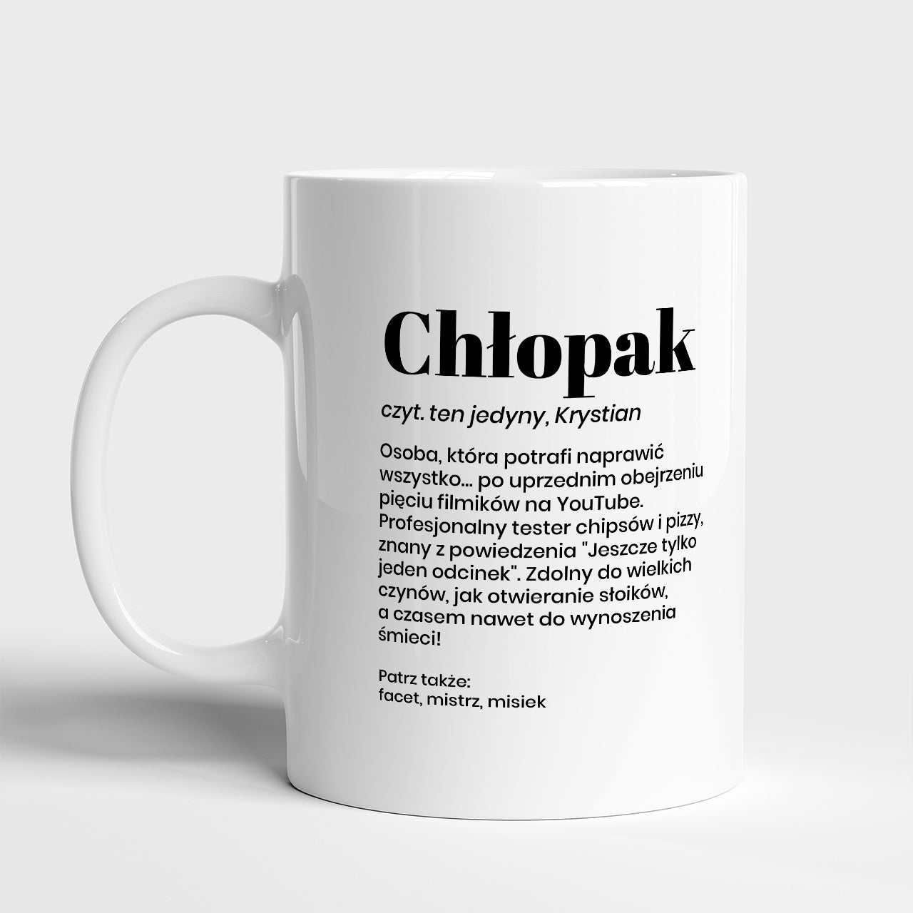 Kubek personalizowany dla chłopaka z definicją prezent dla chłopaka śmieszny kubek dla chłopaka