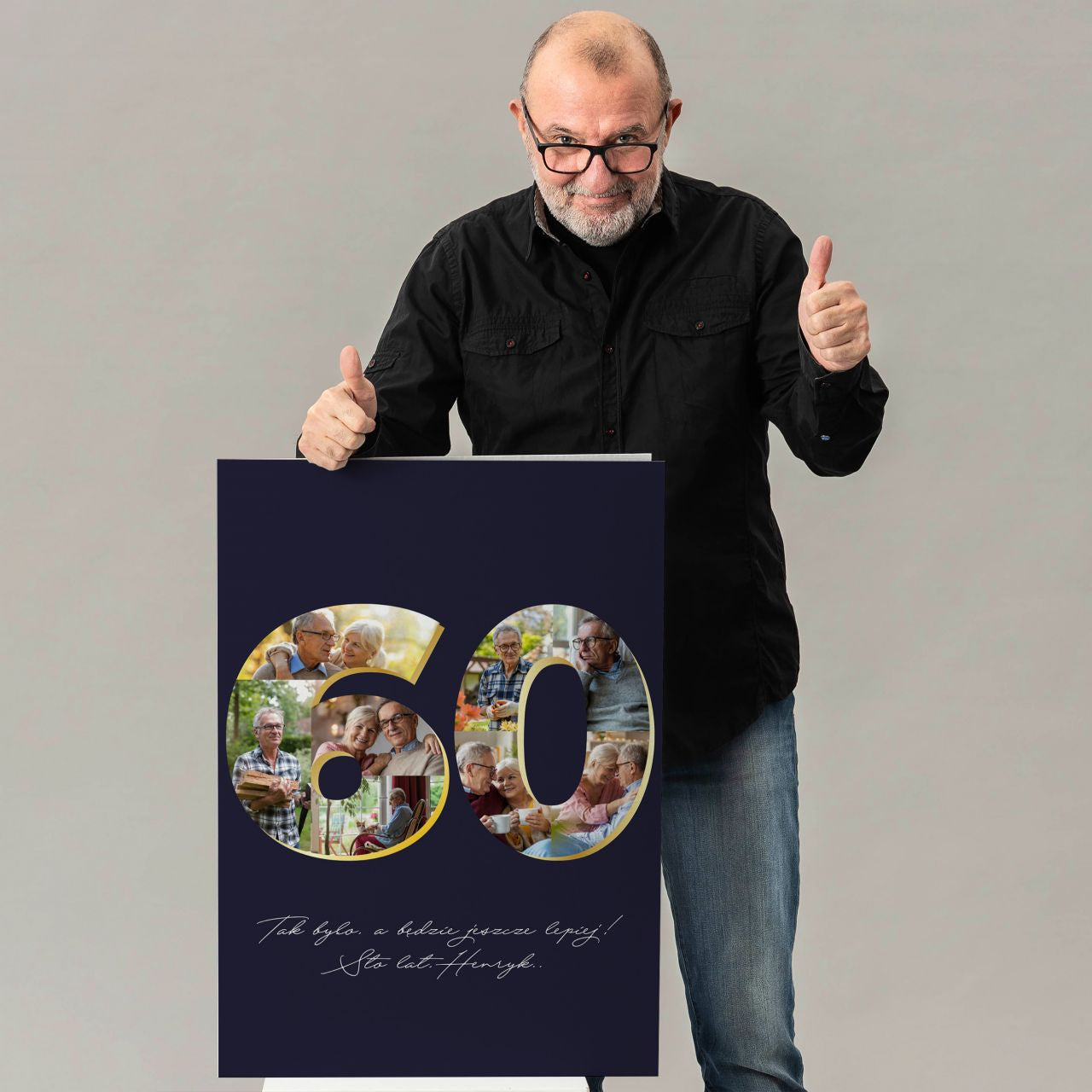 Duża kartka na 60 urodziny - KOLAŻ ZDJĘĆ NA 60 URODZINY
