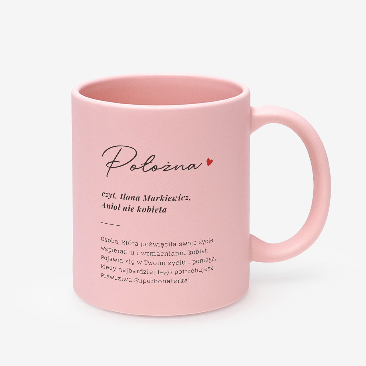 Personalizowany kubek różowy - prezent dla położnej