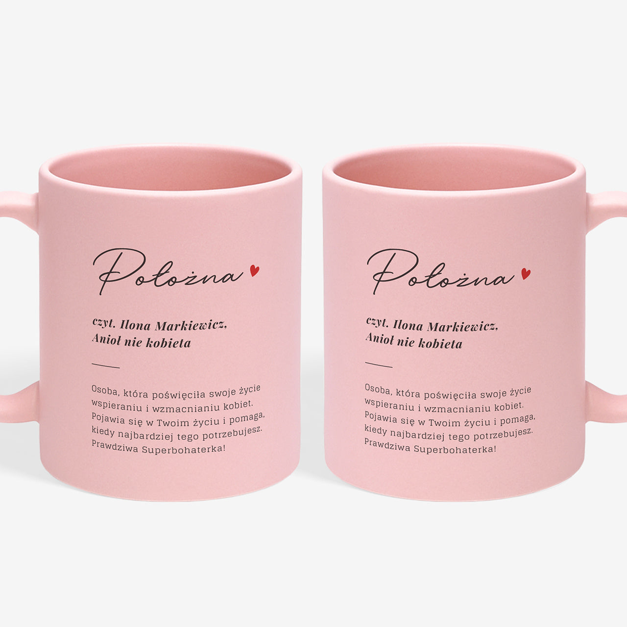 Personalizowany kubek różowy - prezent dla położnej