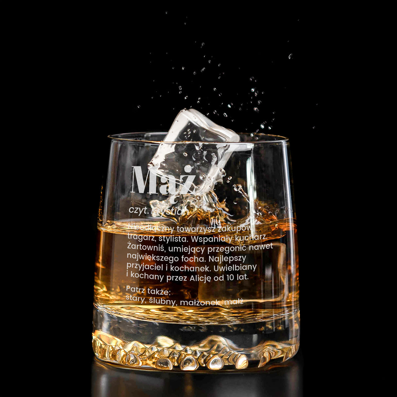 Grawerowana szklanka do whisky - prezent na rocznicę ślubu dla męża