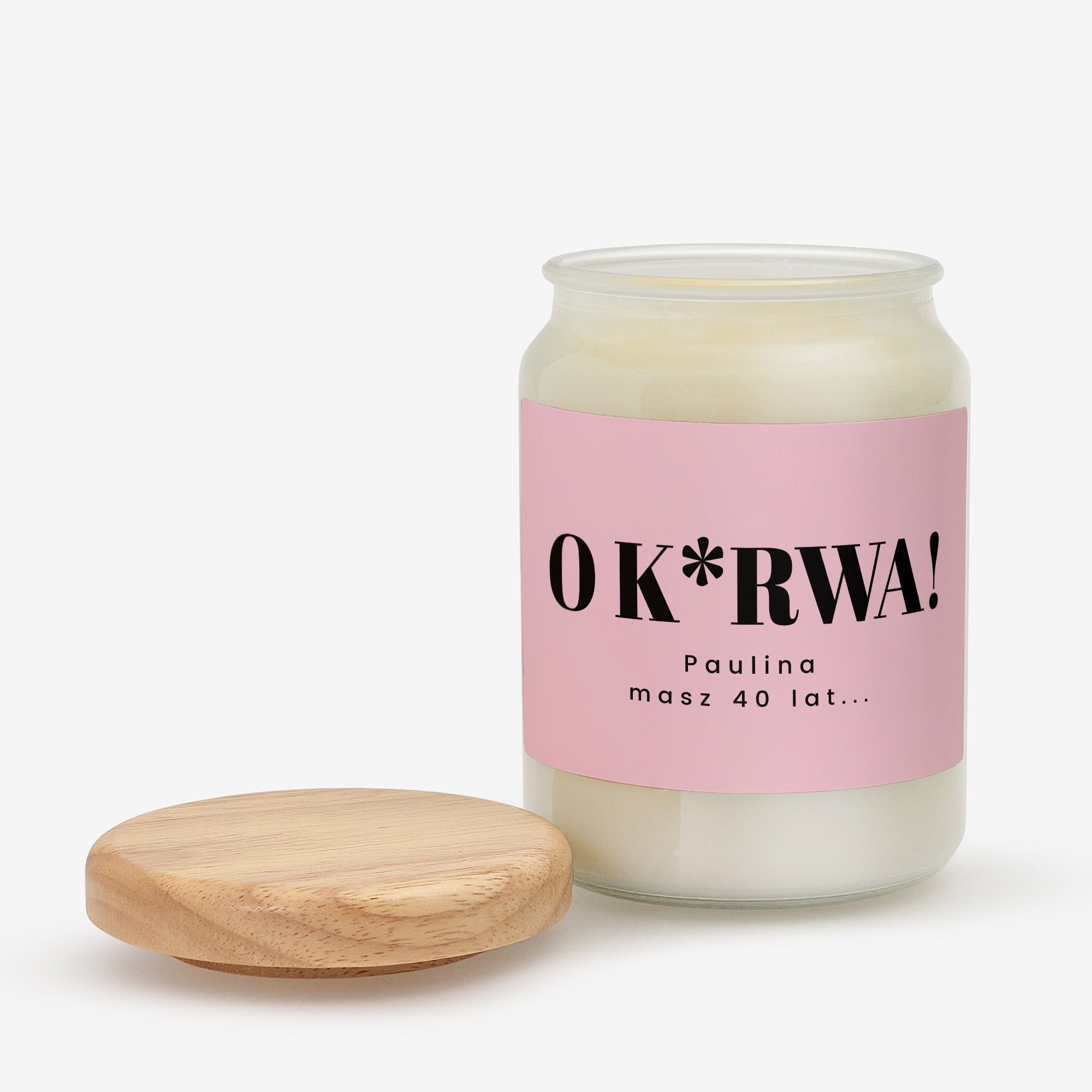 Personalizowana świeczka ze śmiesznym nadrukiem na urodziny dla niej