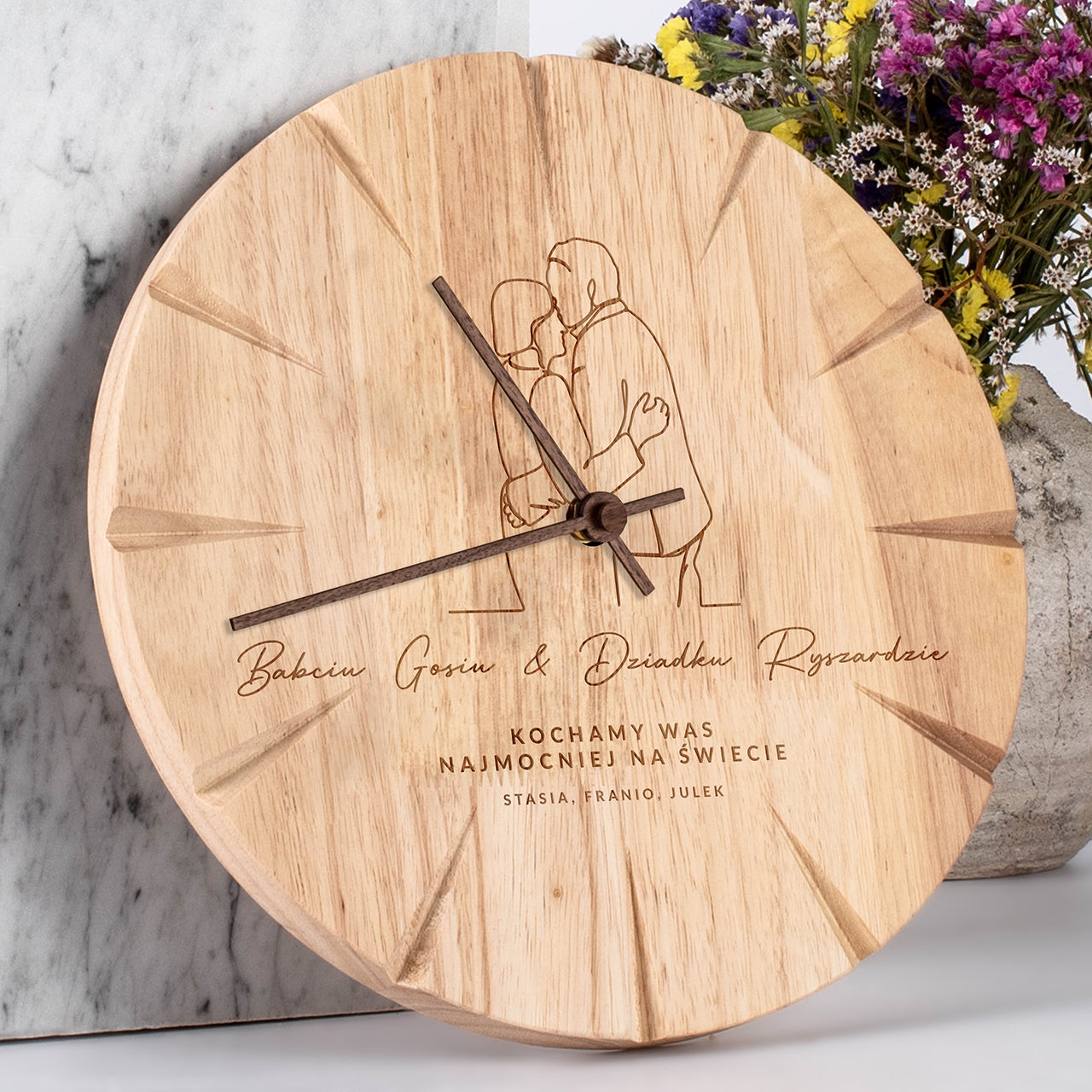 Zegar grawerowany - zegar na Dzień Babci i Dziadka zegar dla babci i dziadka prezent na Dzień Babci i Dziadka