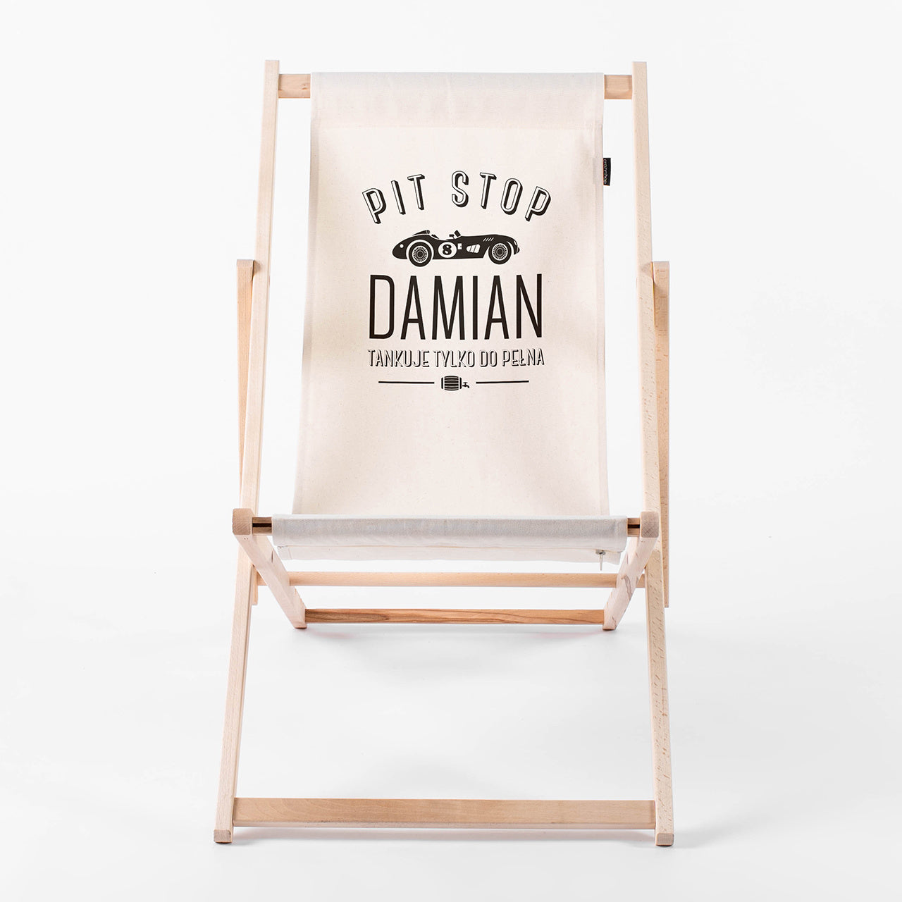 Personalizowany leżak Pit stop - prezent dla fana motoryzacji