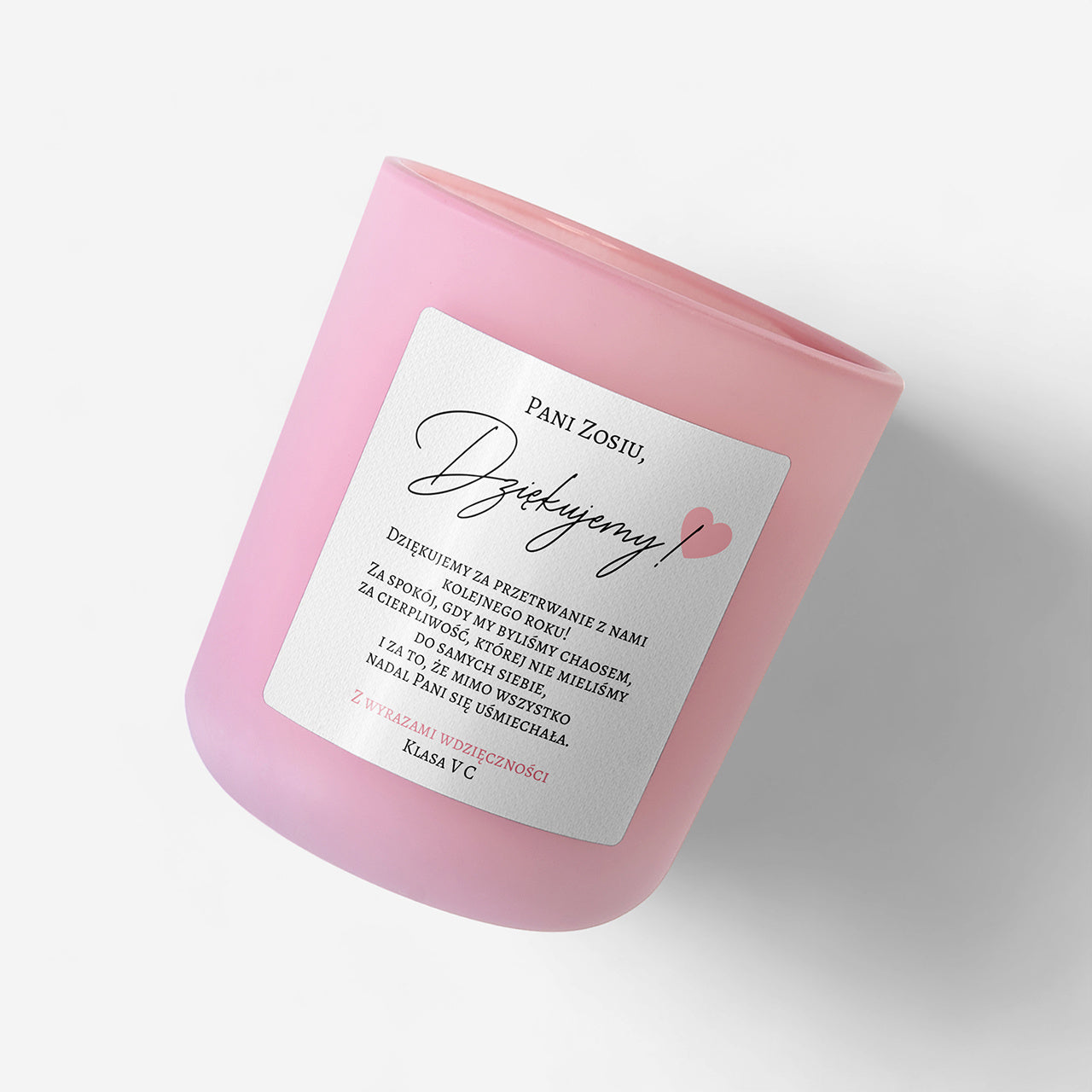 Personalizowana świeca - prezent dla wychowawczyni na koniec roku świeca personalizowana świeca zapachowa