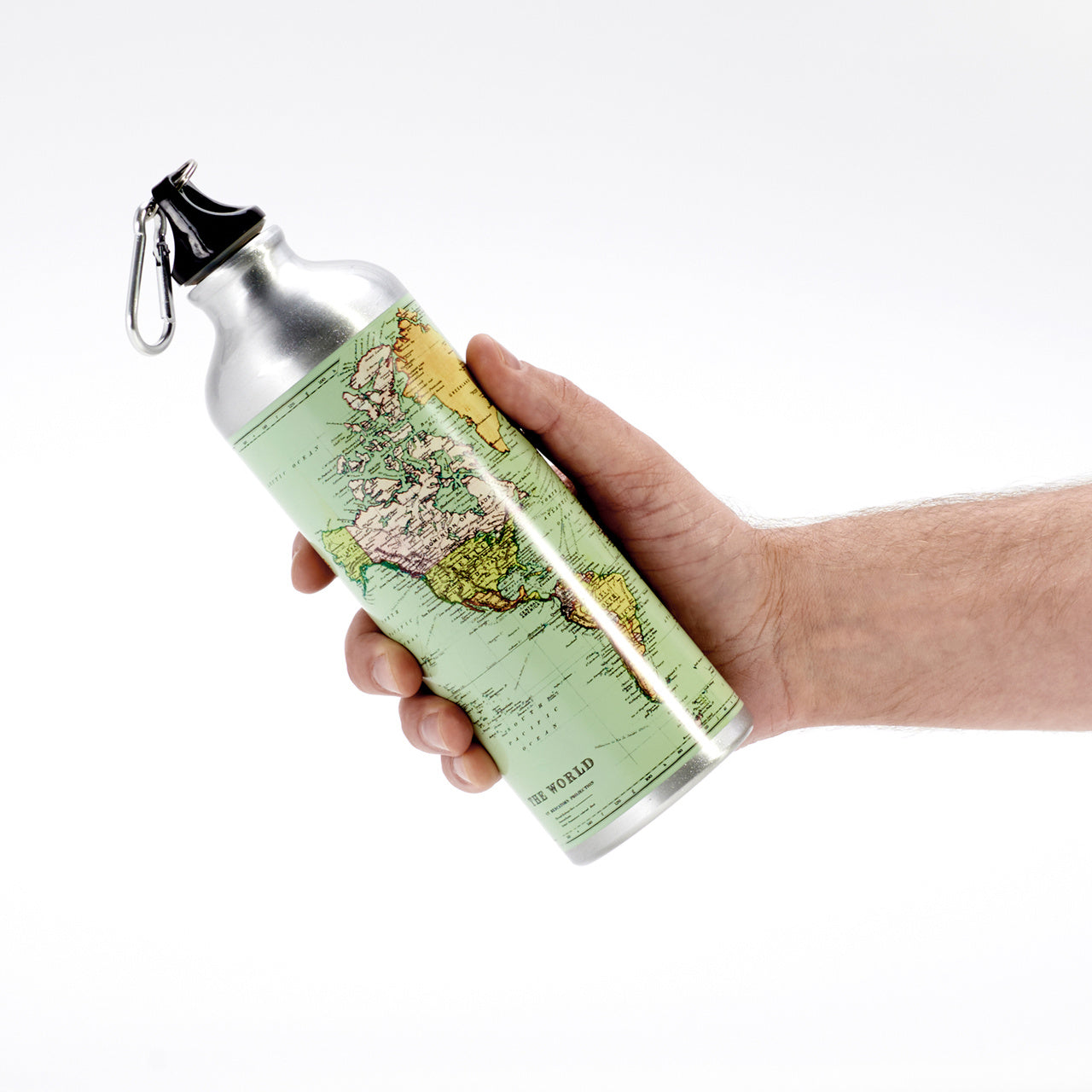 Metalowy bidon z mapą świata prezent dla podróżnika prezenty dla podróżników gadżety dla podróżnika