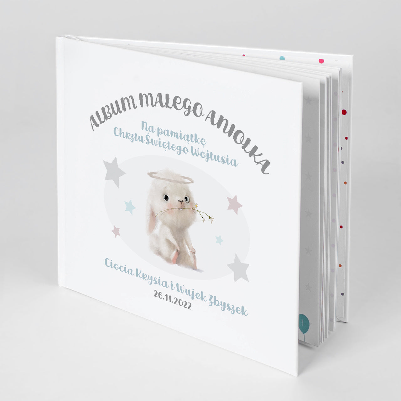 Album maluszka Króliczek - prezent na chrzest album na chrzest pamiątka chrztu świętego