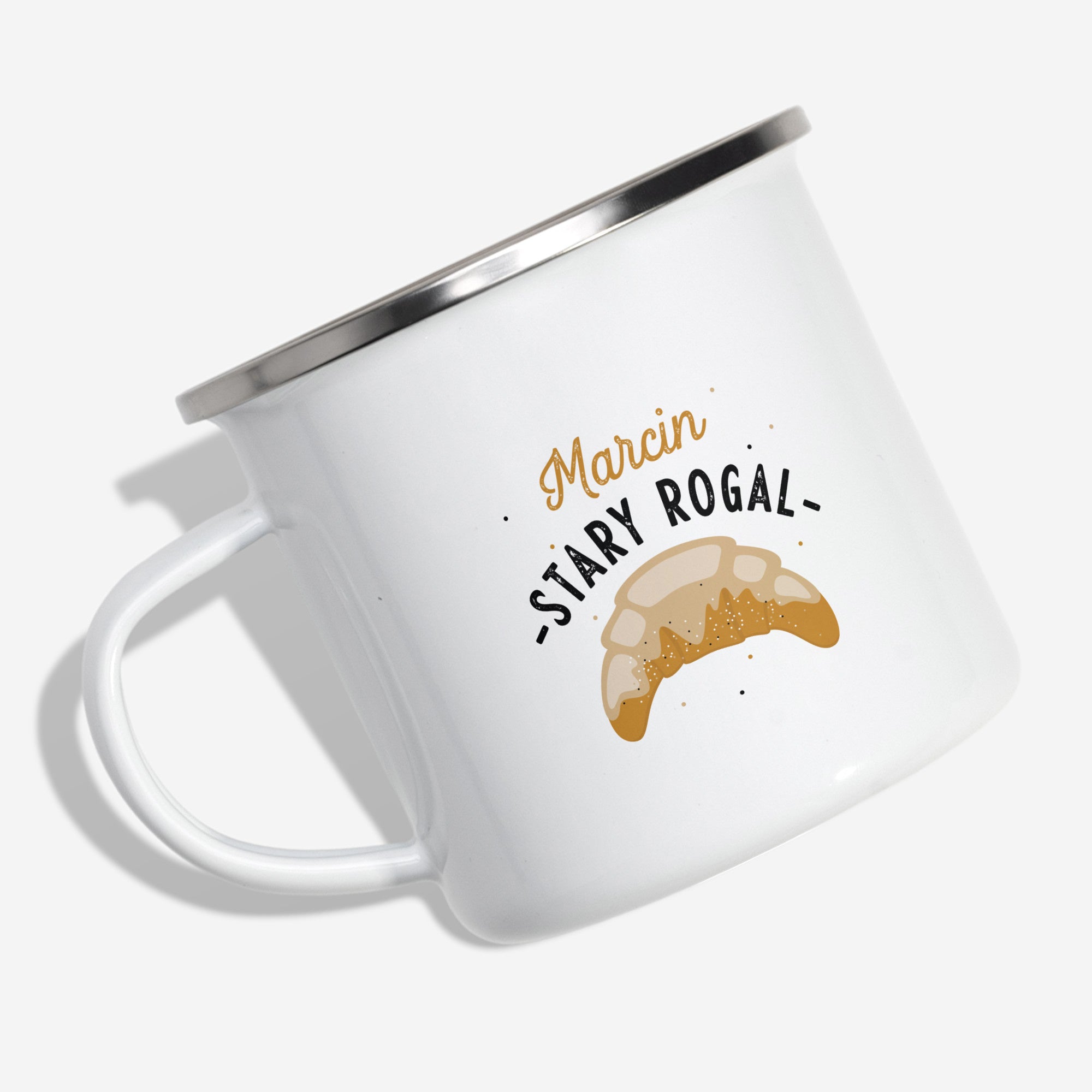 Kubek emaliowany na imieniny - stary rogal