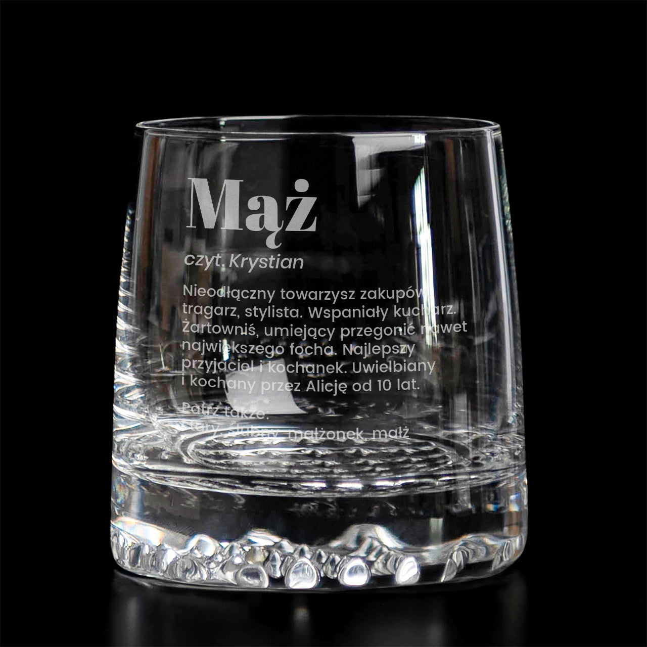 Grawerowana szklanka do whisky - prezent na rocznicę ślubu dla męża