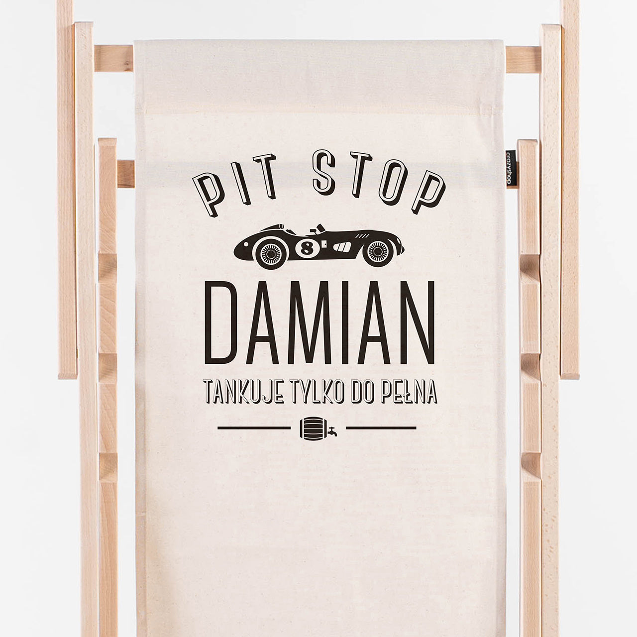 Personalizowany leżak Pit stop - prezent dla fana motoryzacji