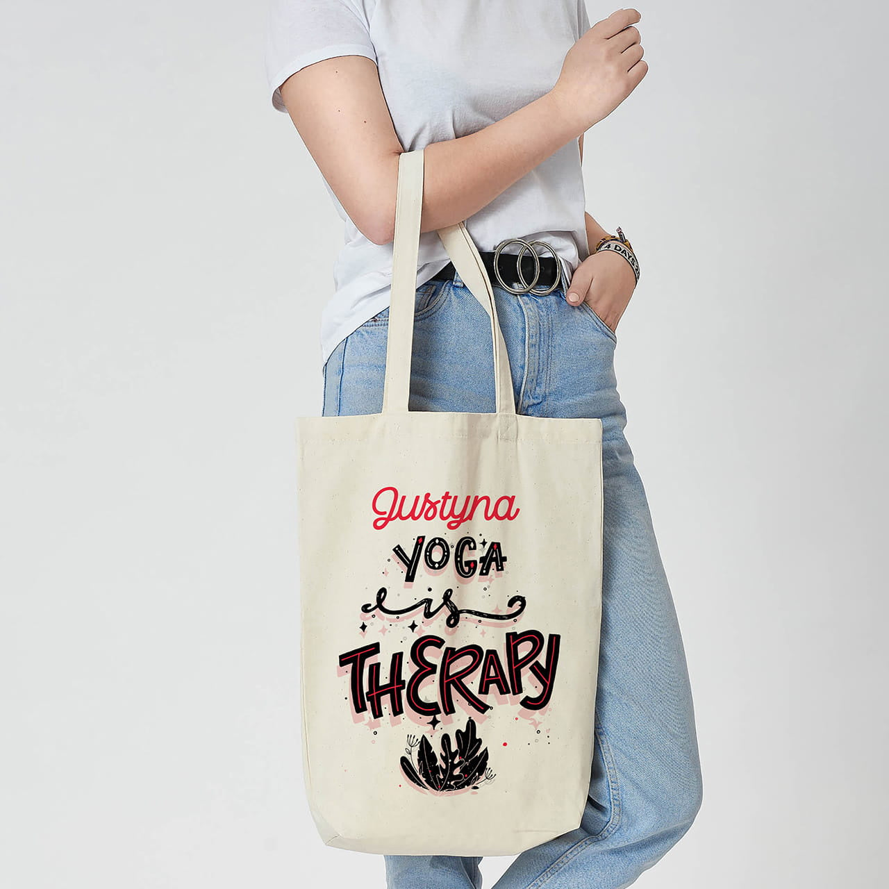 Personalizowana torba bawełniana - prezent dla joginki prezent dla kobiety torba z nadrukiem bawełniana torba