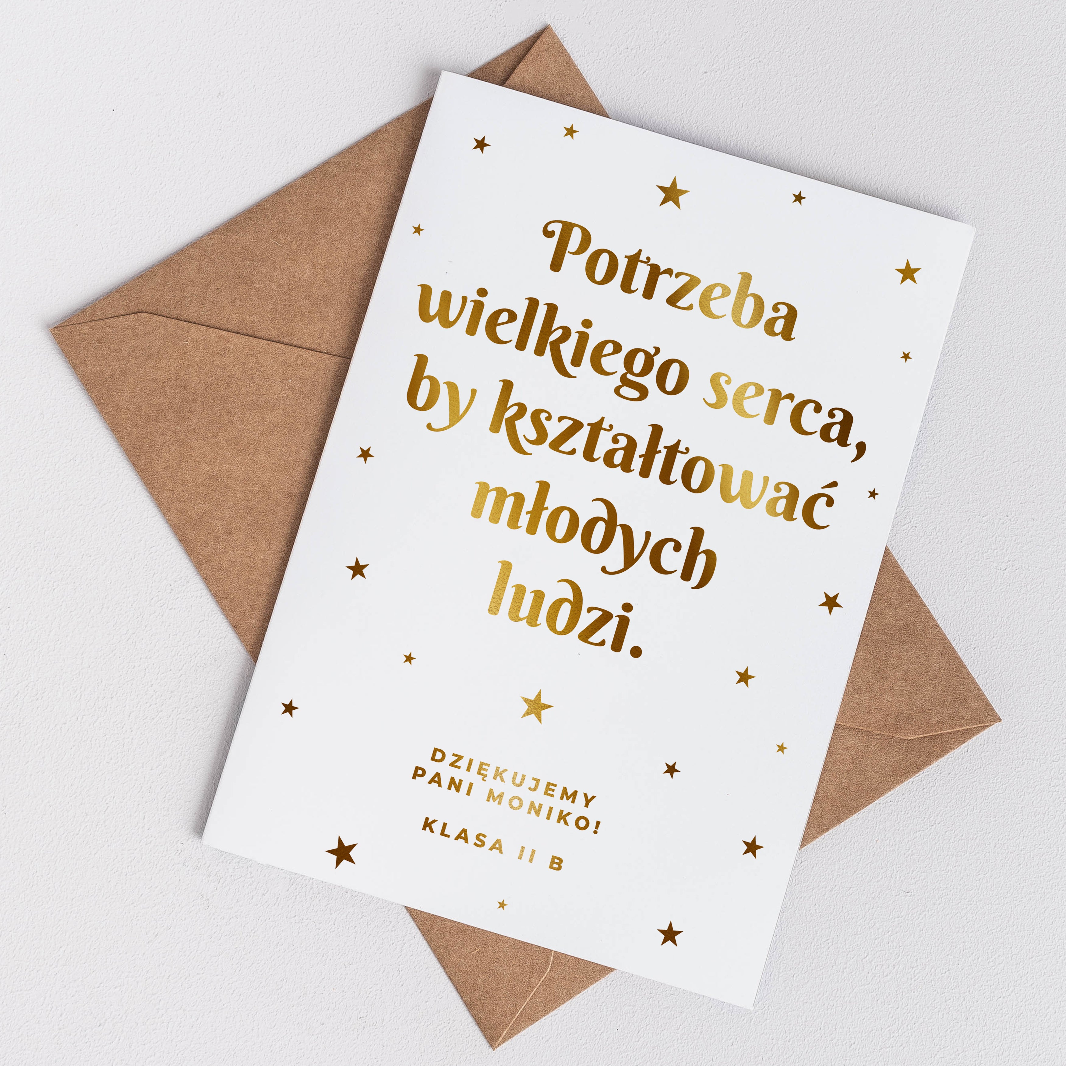 Elegancka kartka dla nauczyciela - podziękowanie na koniec roku szkolnego