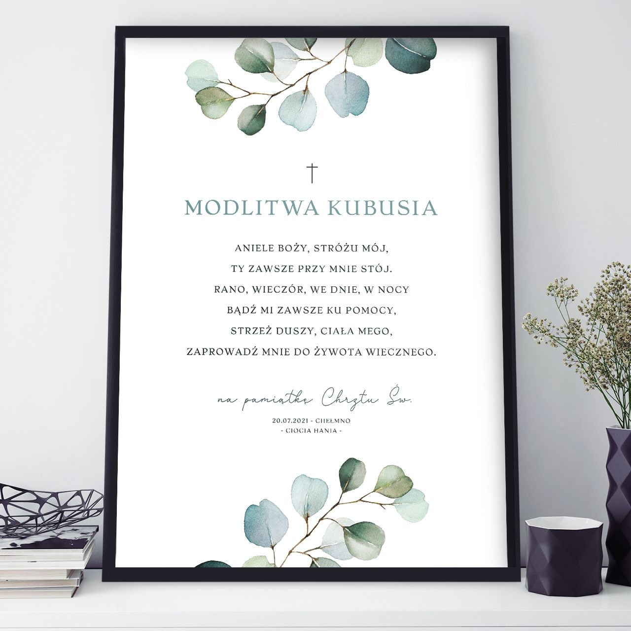 Plakat z modlitwą - pamiątka chrztu świętego
