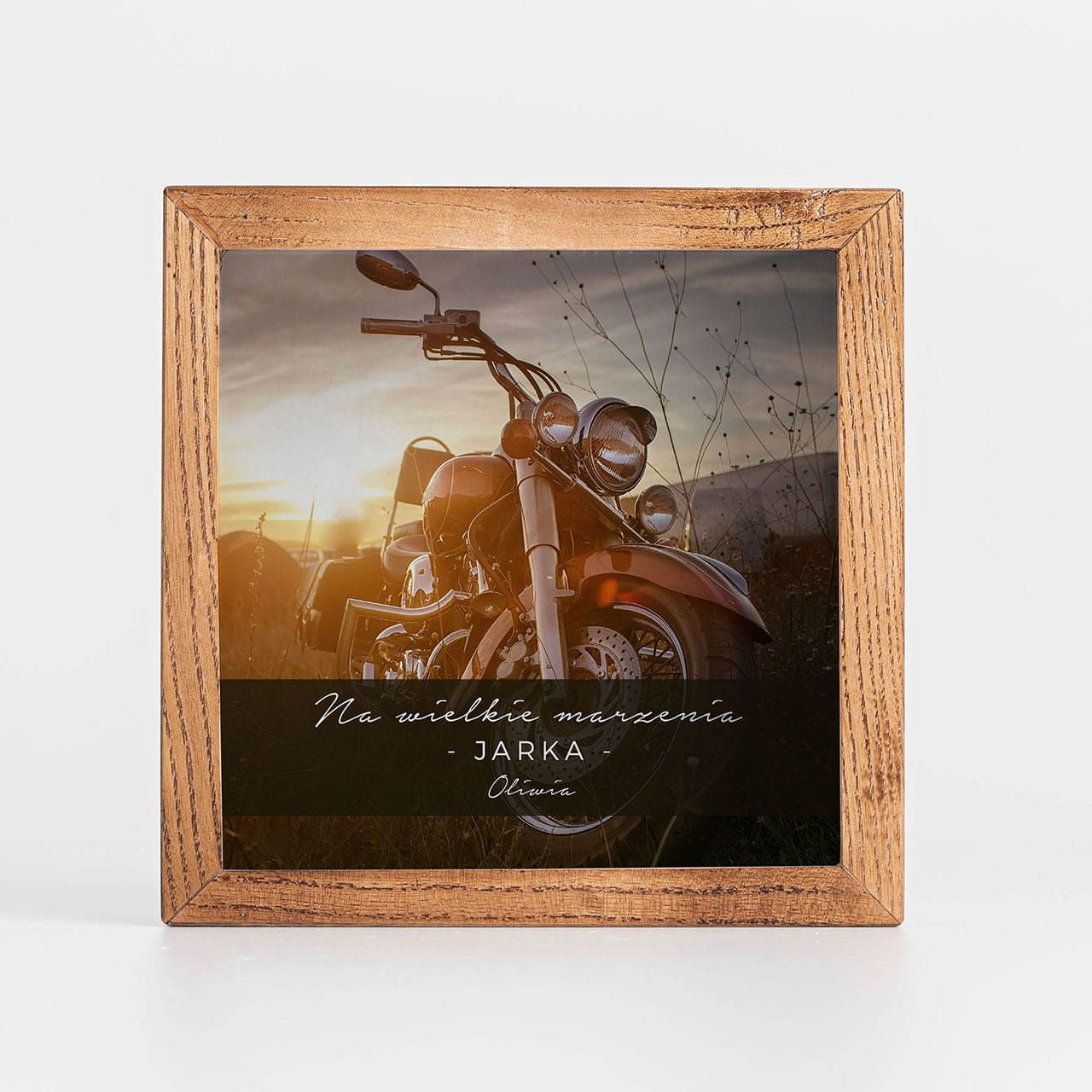 Personalizowana skarbonka na prezent urodzinowy - ze zdjęciem prezent dla motocyklisty drewniana skarbonka