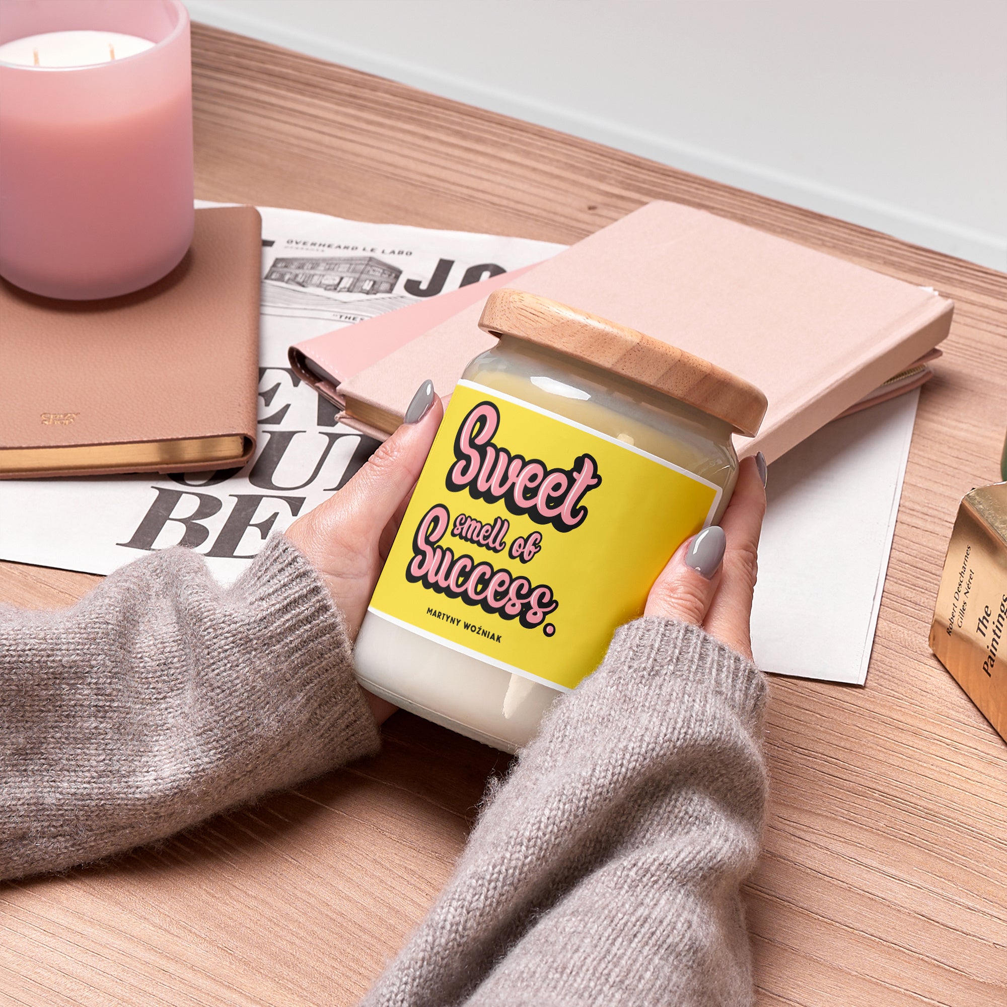 Personalizowana świeca naturalna SWEET SMELL OF SUCCESS prezent z okazji awansu świeca naturalna