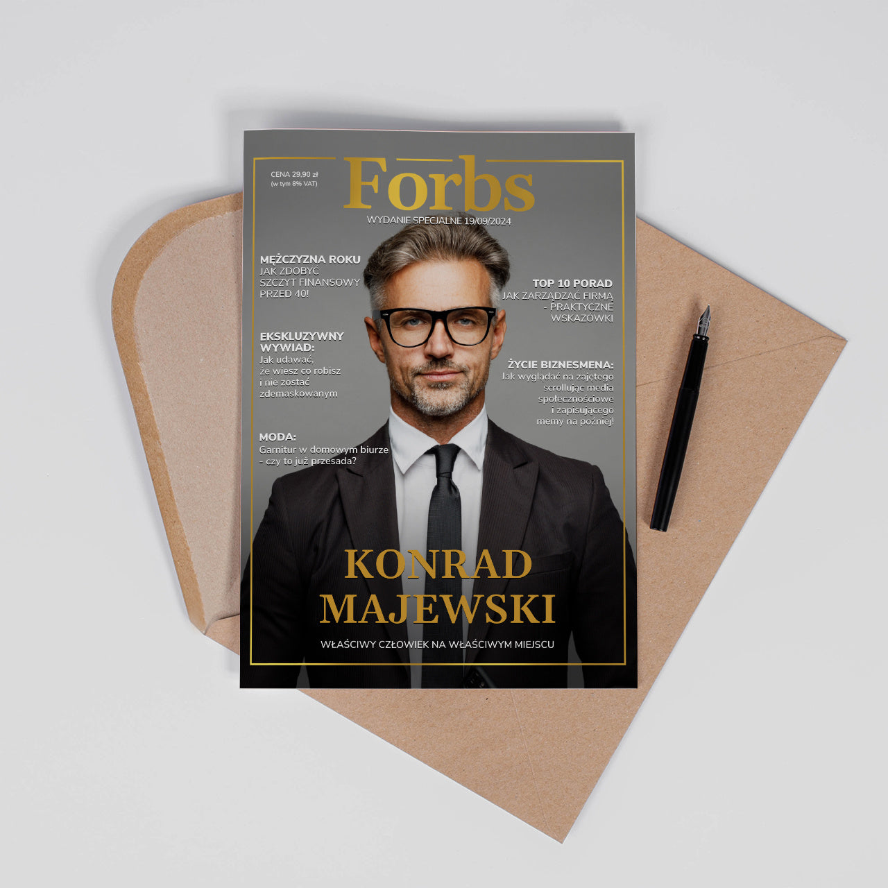 Kartka dla szefa ze zdjęciem - Forbs A4