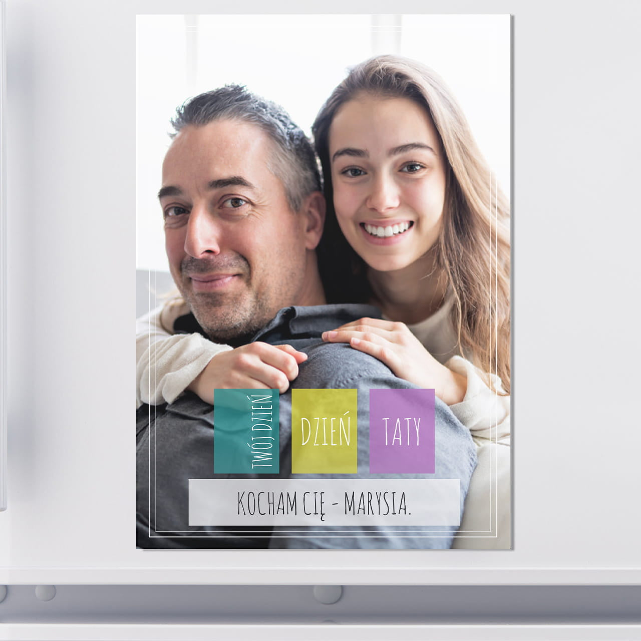 Magnes ze zdjęciem - upominek na Dzień Ojca magnes na lodówkę upominek dla taty personalizowany magnes