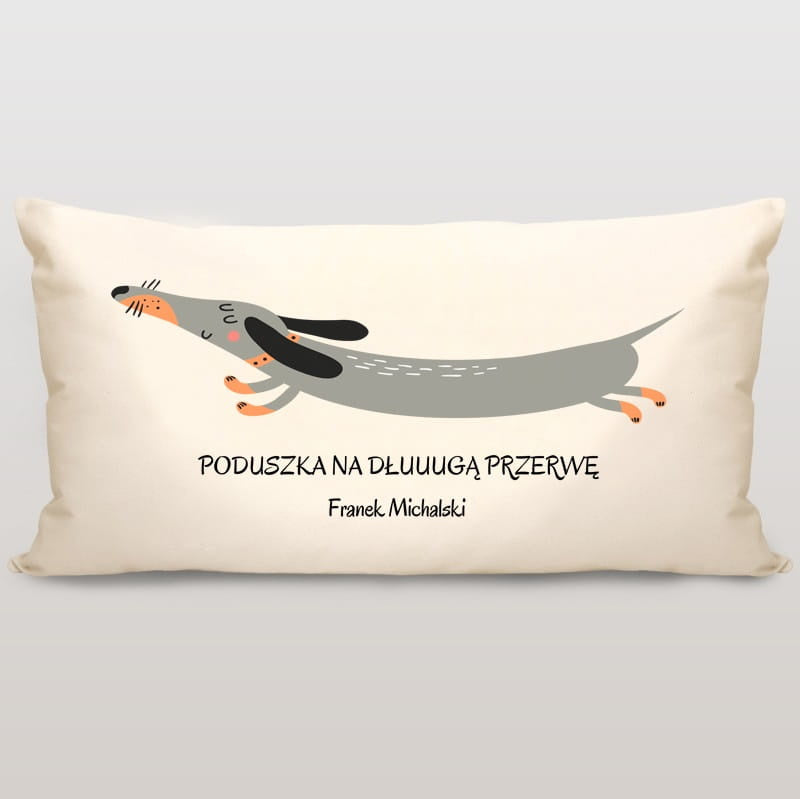 Poduszka z jamnikiem - prezent dla śpiocha poduszka personalizowana prezent na urodziny dla przyjaciółki