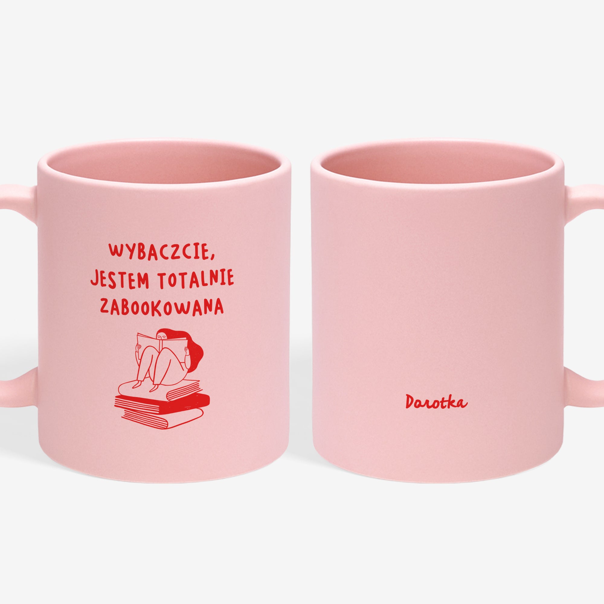 Różowy kubek dla książkary – zabookowana prezent dla książkary prezent dla niej personalizowany kubek