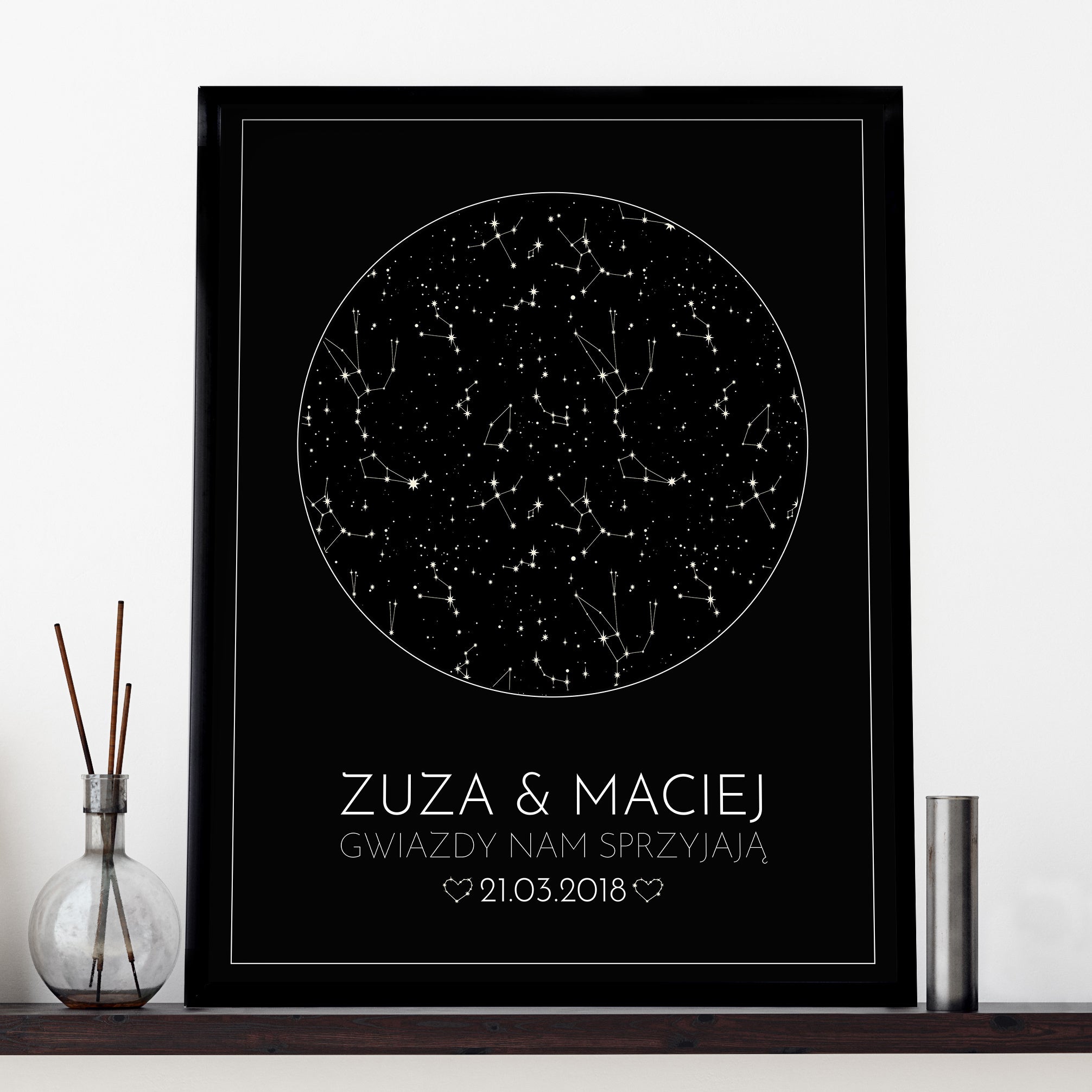 Plakat personalizowany z mapą gwiazd - prezent na rocznicę personalizowany plakat prezent dla pary na rocznicę