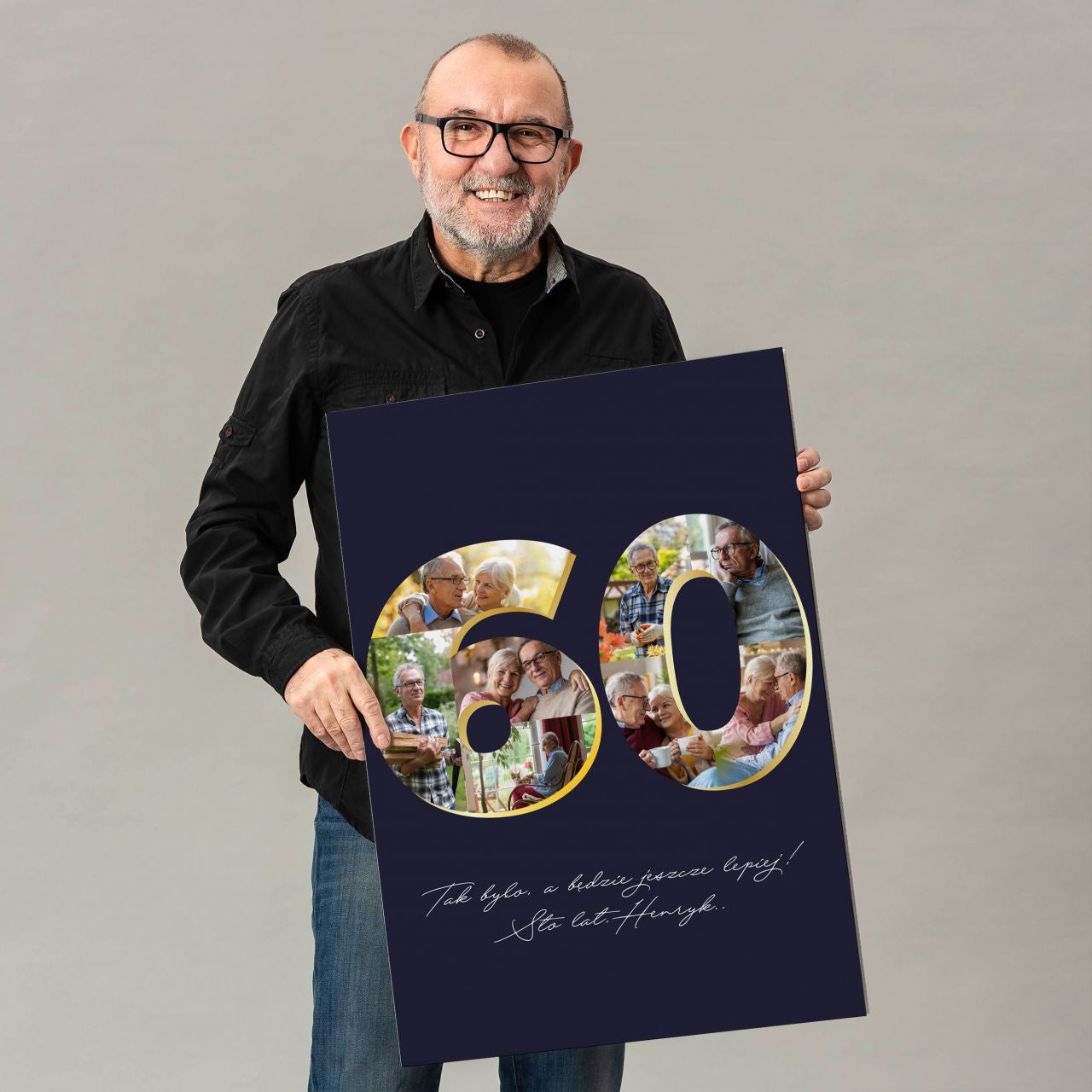 Duża kartka na 60 urodziny - KOLAŻ ZDJĘĆ NA 60 URODZINY