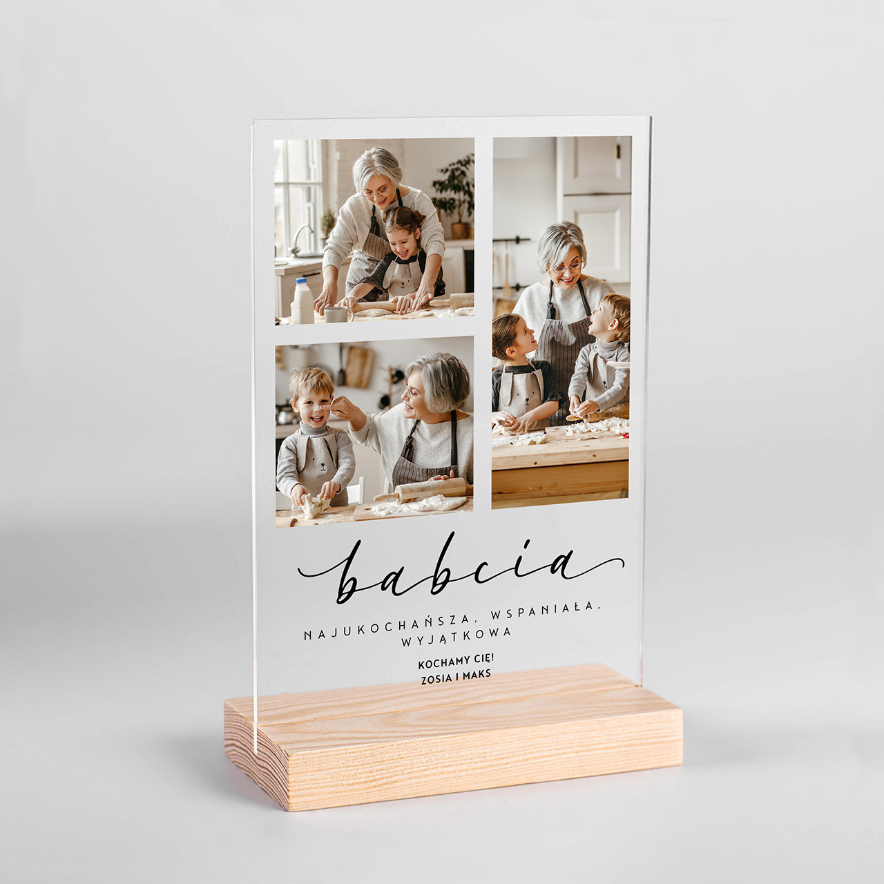 Personalizowana statuetka ze zdjęciami dla babci