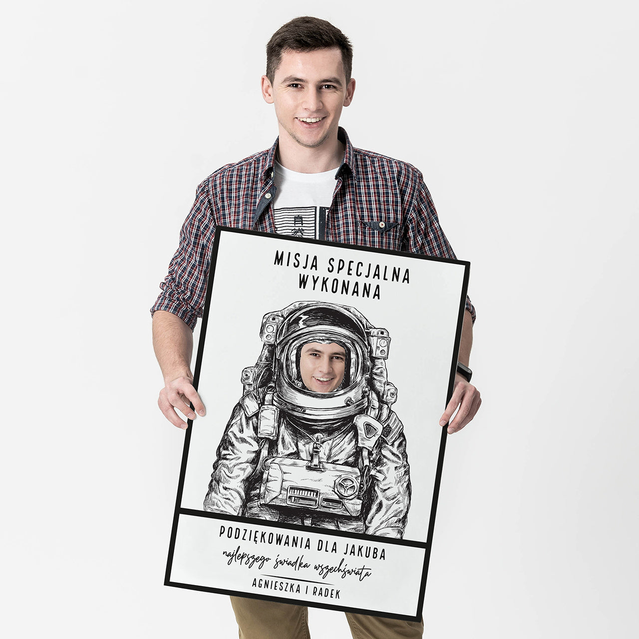 Personalizowana kartka z podziękowaniem kartka ze zdjęciem oryginalny prezent dla świadka