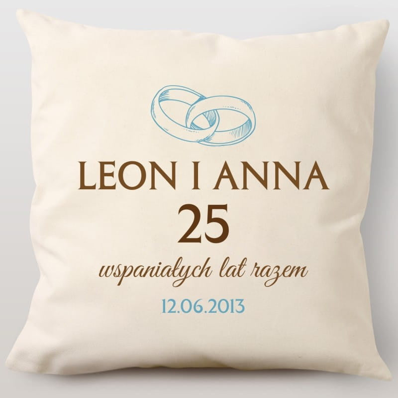 Personalizowana poduszka - prezent na 25 Rocznicę Ślubu poduszka na rocznicę ślubu prezent na srebrne gody
