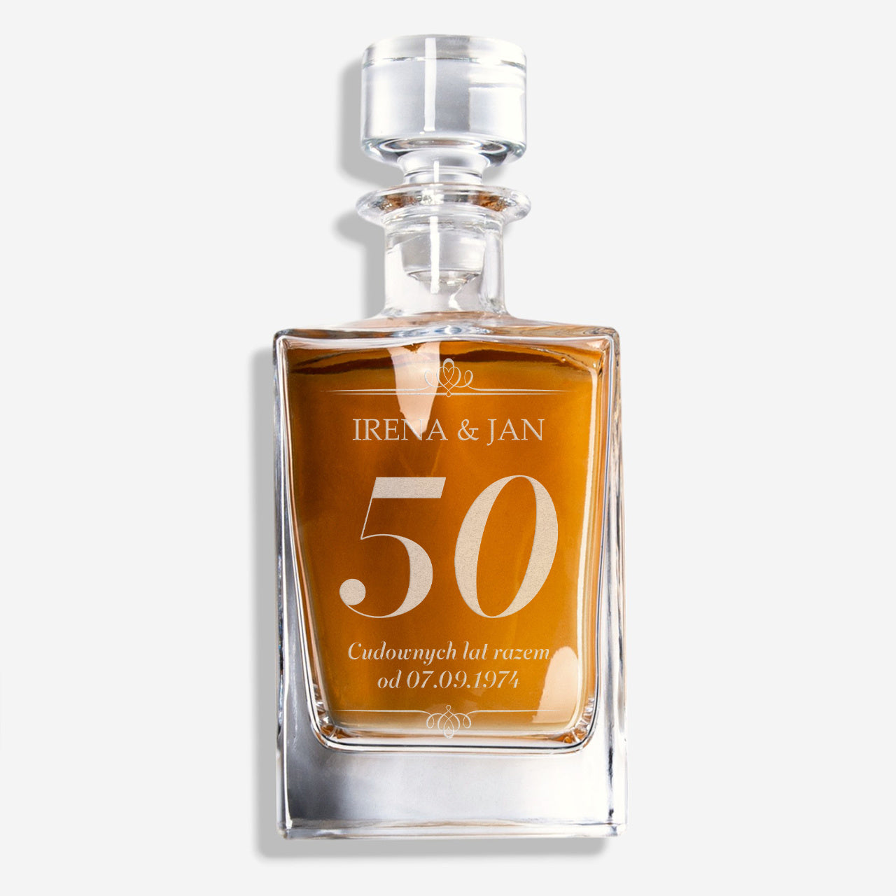 Grawerowana karafka do whisky - prezent z okazji 50 rocznicy ślubu