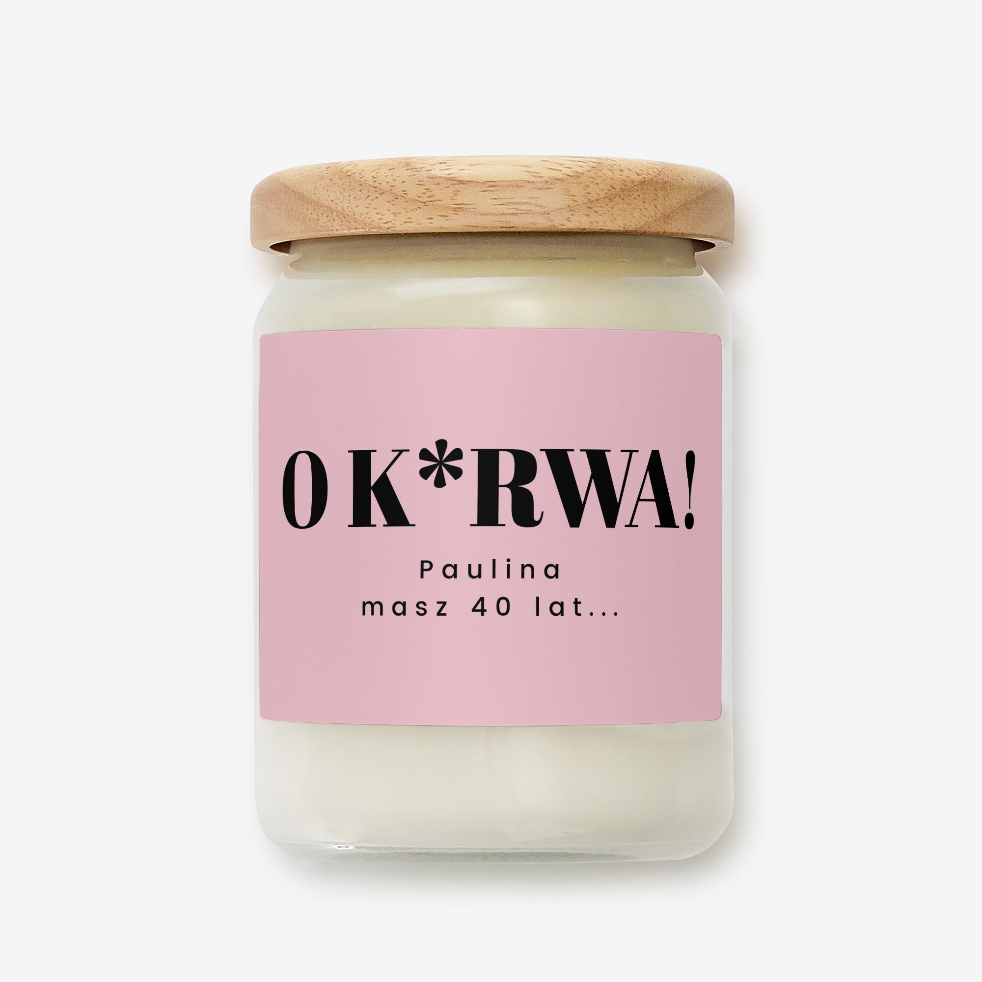 Personalizowana świeczka ze śmiesznym nadrukiem na urodziny dla niej