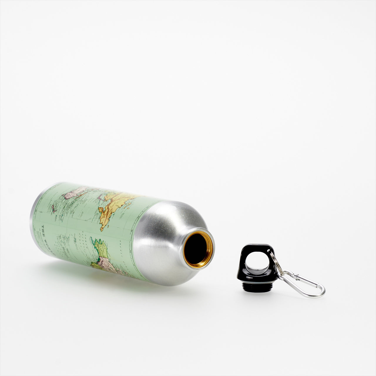 Metalowy bidon z mapą świata prezent dla podróżnika prezenty dla podróżników gadżety dla podróżnika