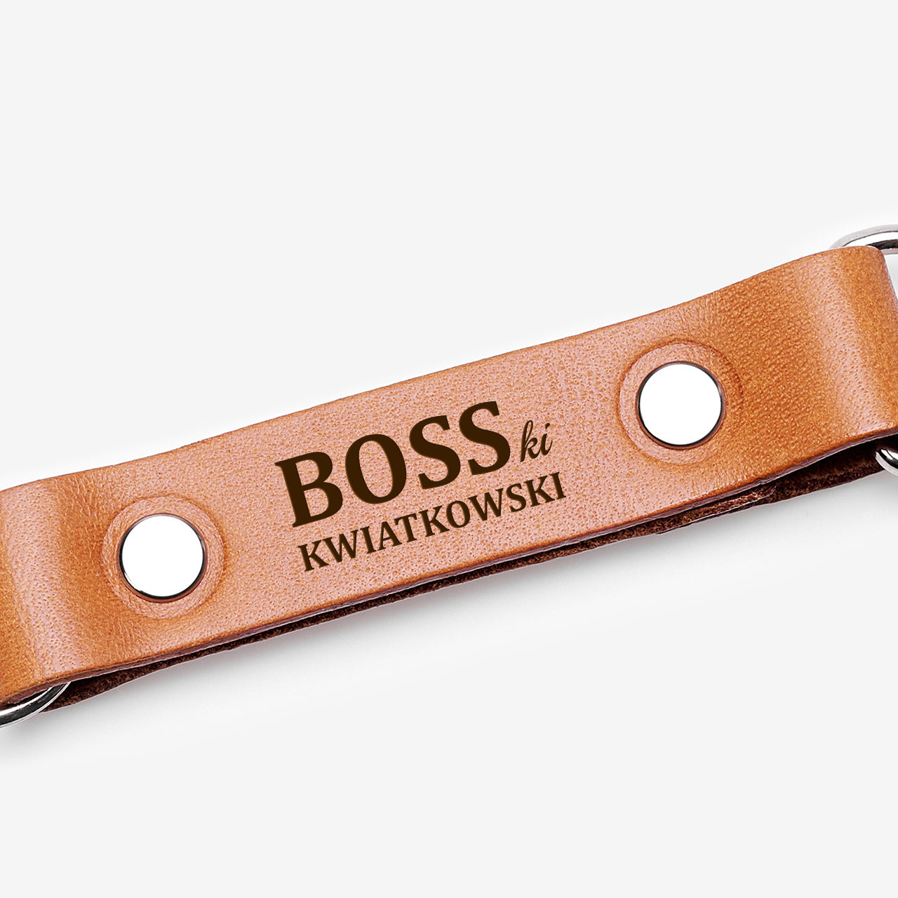 Skórzany brelok dla szefa - Bosski brelok z grawerem prezent dla szefa personalizowany brelok