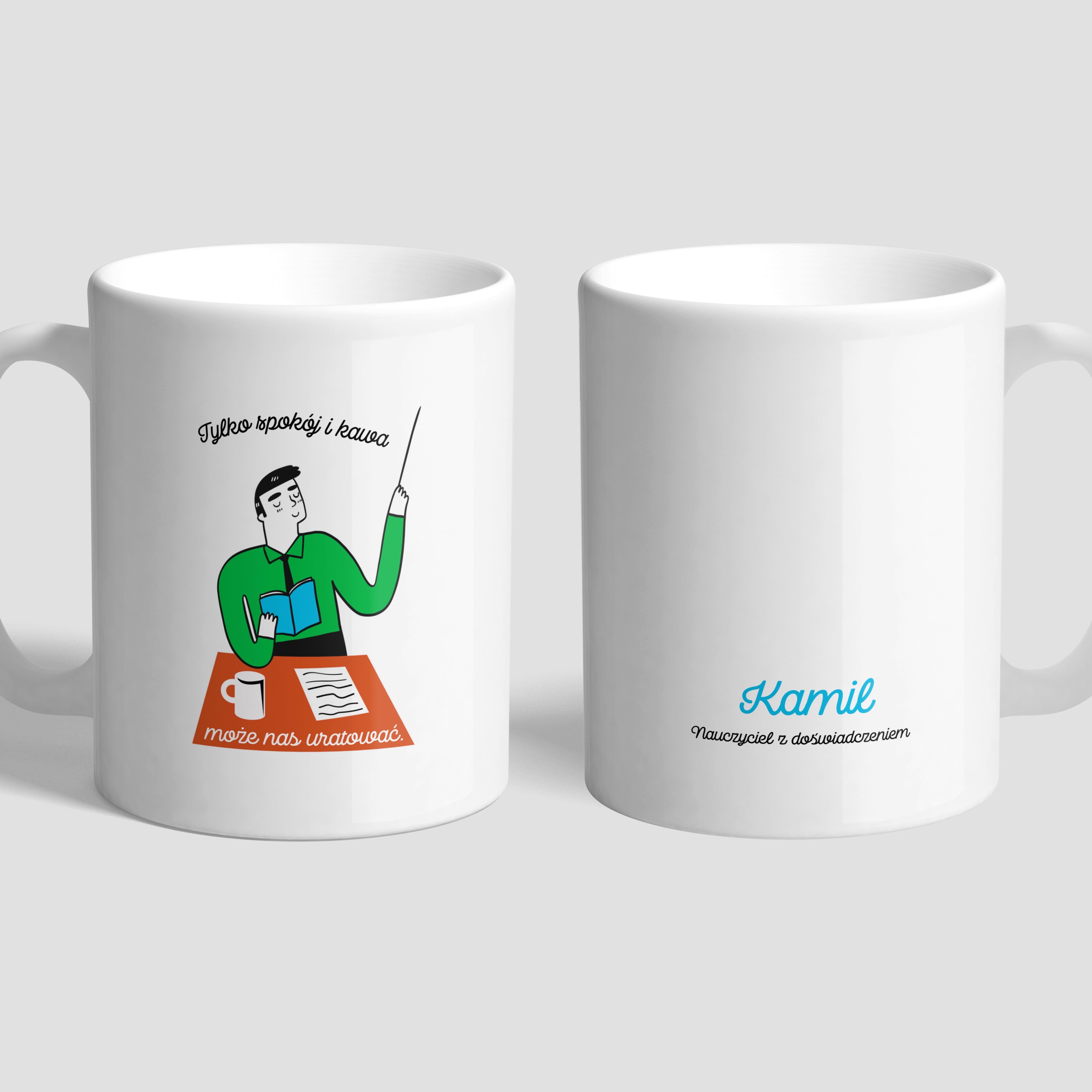 Kubek z nadrukiem dla nauczyciela - Tylko Kawa Może Nas Uratować prezent na dzień nauczyciela personalizowany kubek