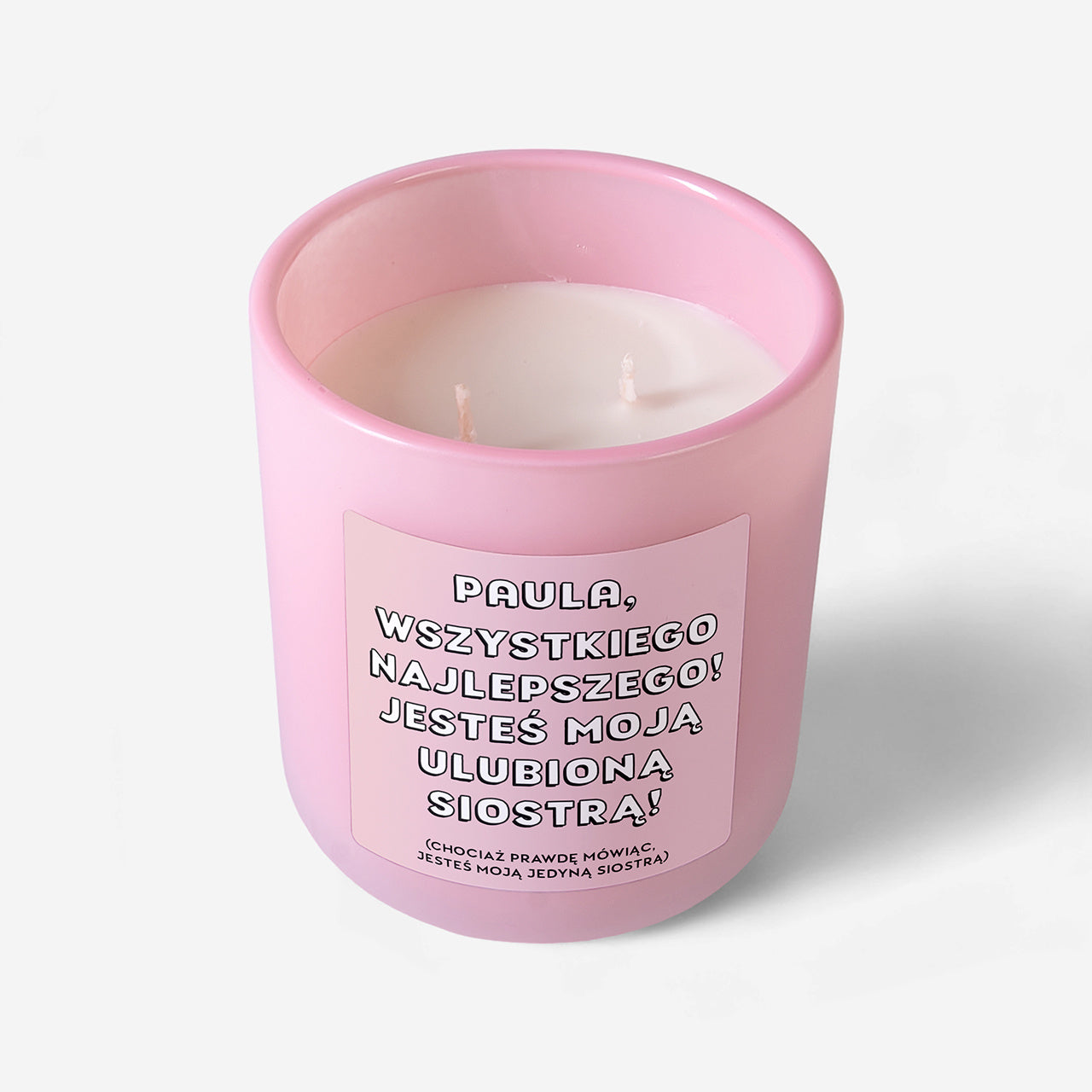 Świeca personalizowana - śmieszny prezent dla siostry