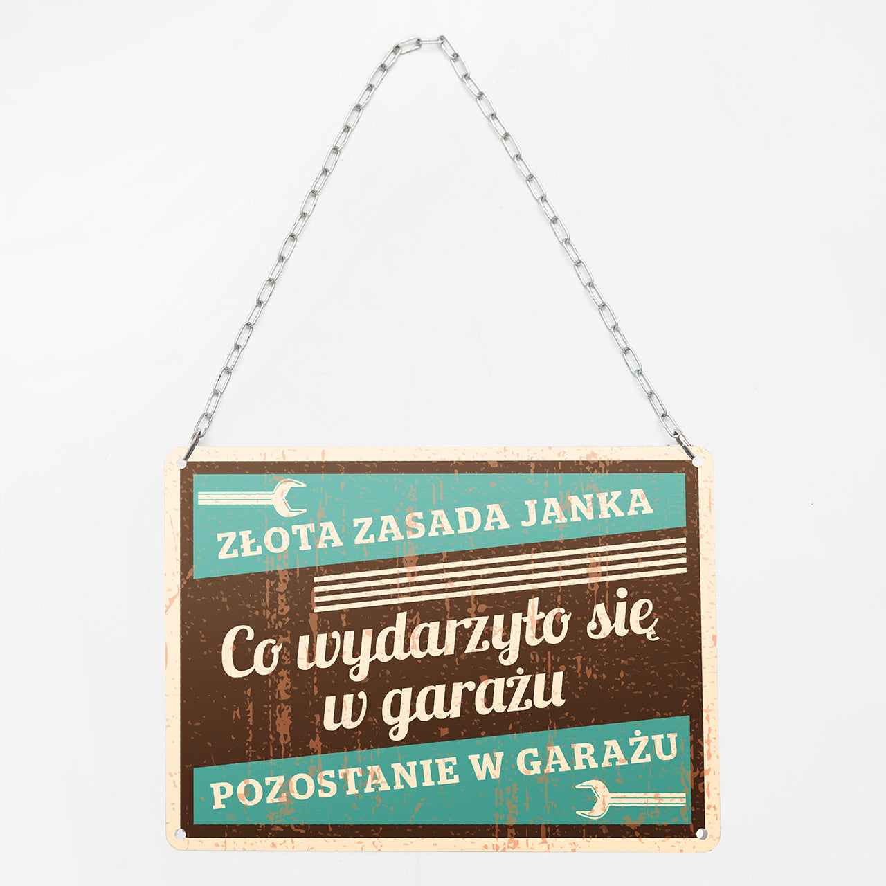 Śmieszna tabliczka z nadrukiem do garażu