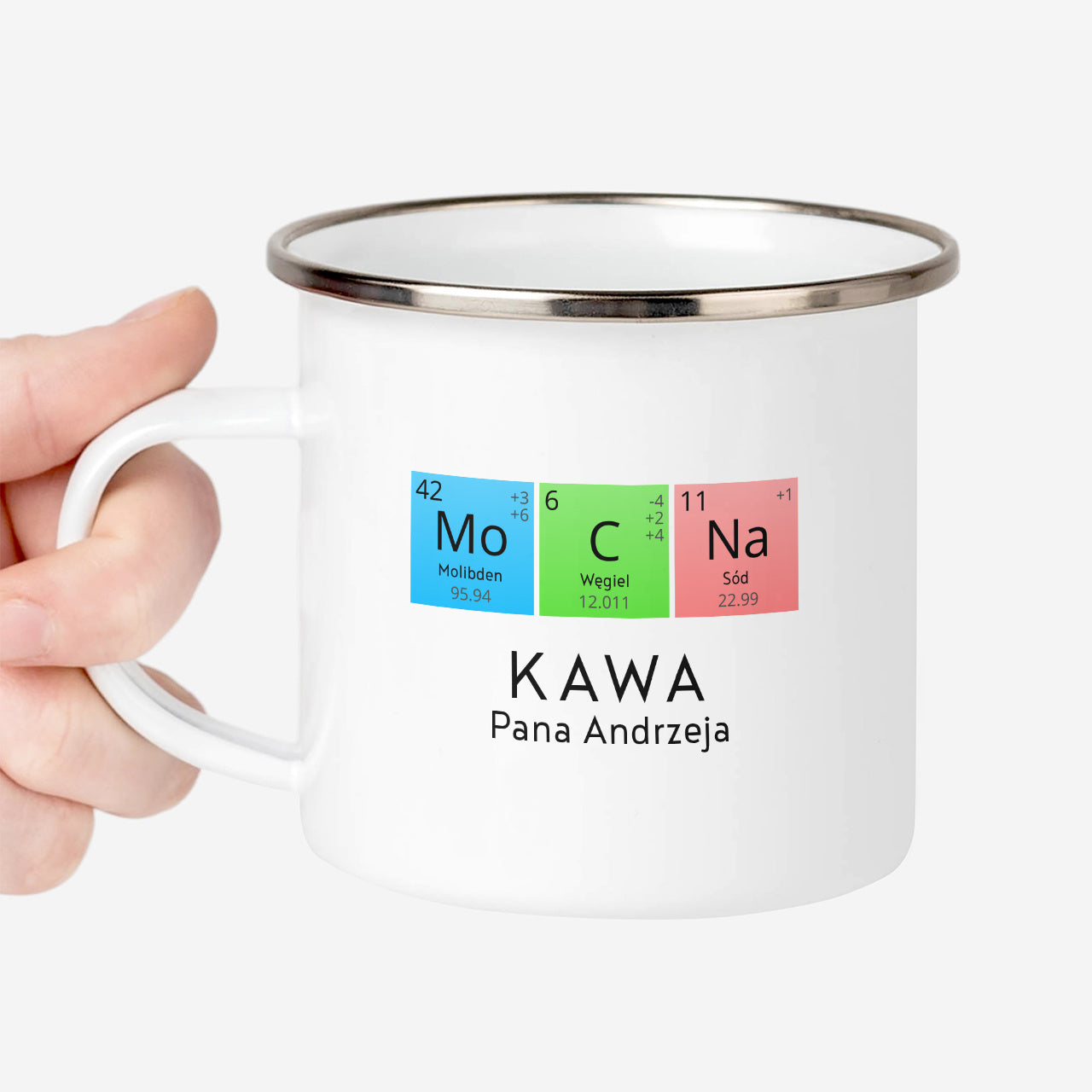 Emaliowany kubek chemika