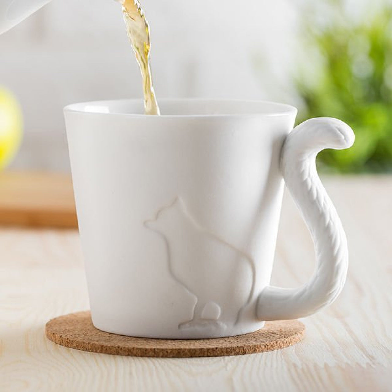 Kubek porcelanowy z ogonem kota prezent dla kociary