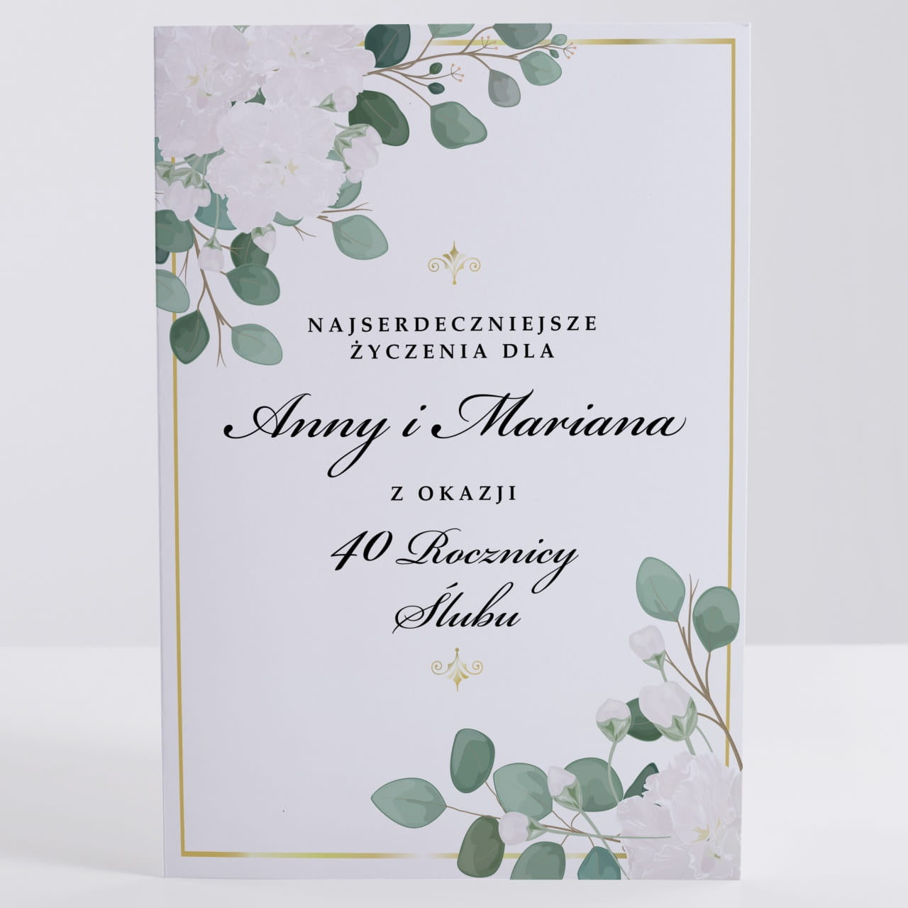 Elegancka kartka na 40 rocznicę ślubu kartka personalizowana prezent na rocznicę ślubu kartka rocznica ślubu