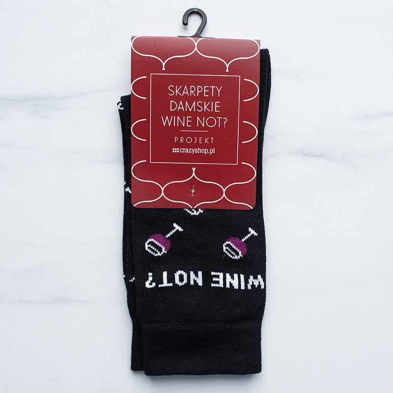 Zabawne skarpetki damskie - wine not? drobny upominek dla kobiety skarpetki wino prezent dla miłośnika wina