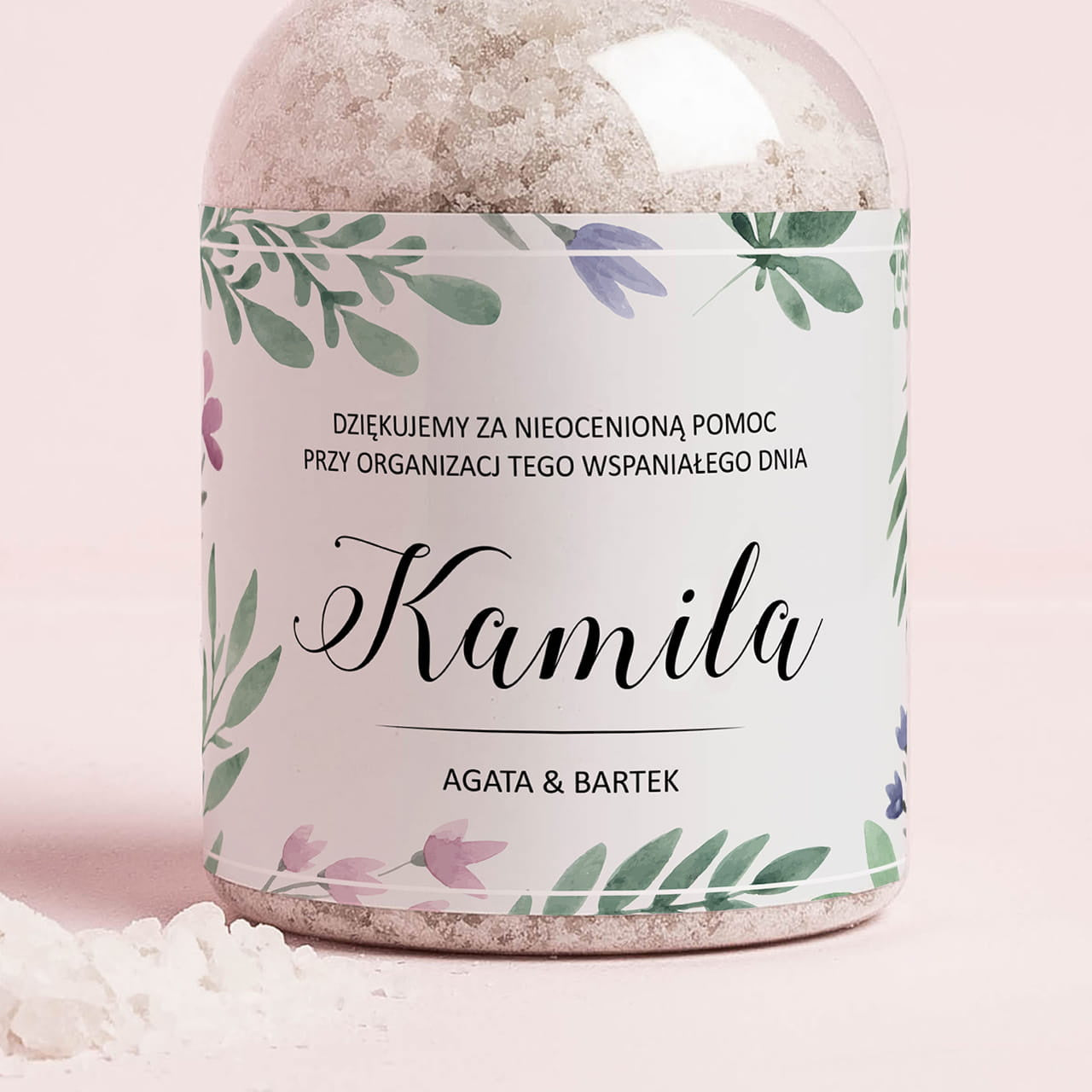 Personalizowana sól do kąpieli - podziękowania dla świadkowej