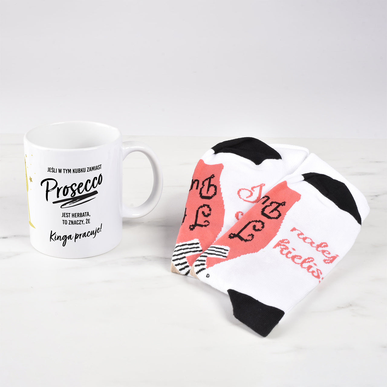 Kubek ze skarpetkami dla miłośniczki Prosecco