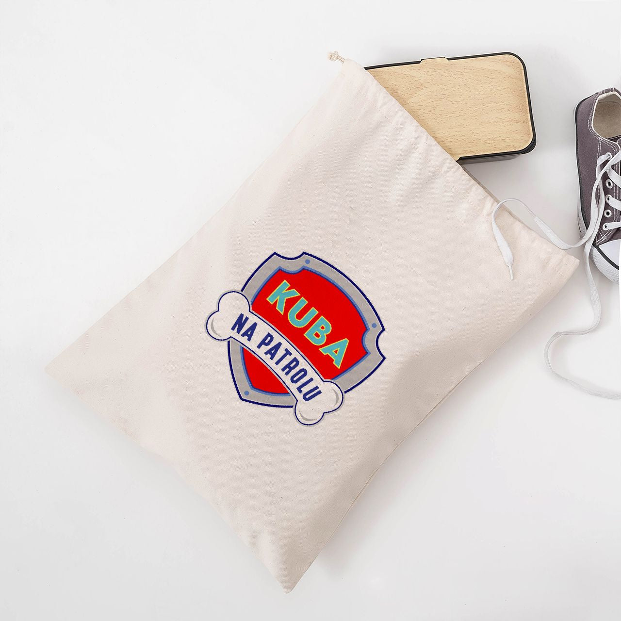 Personalizowany worek na kapcie do przedszkola - na patrolu