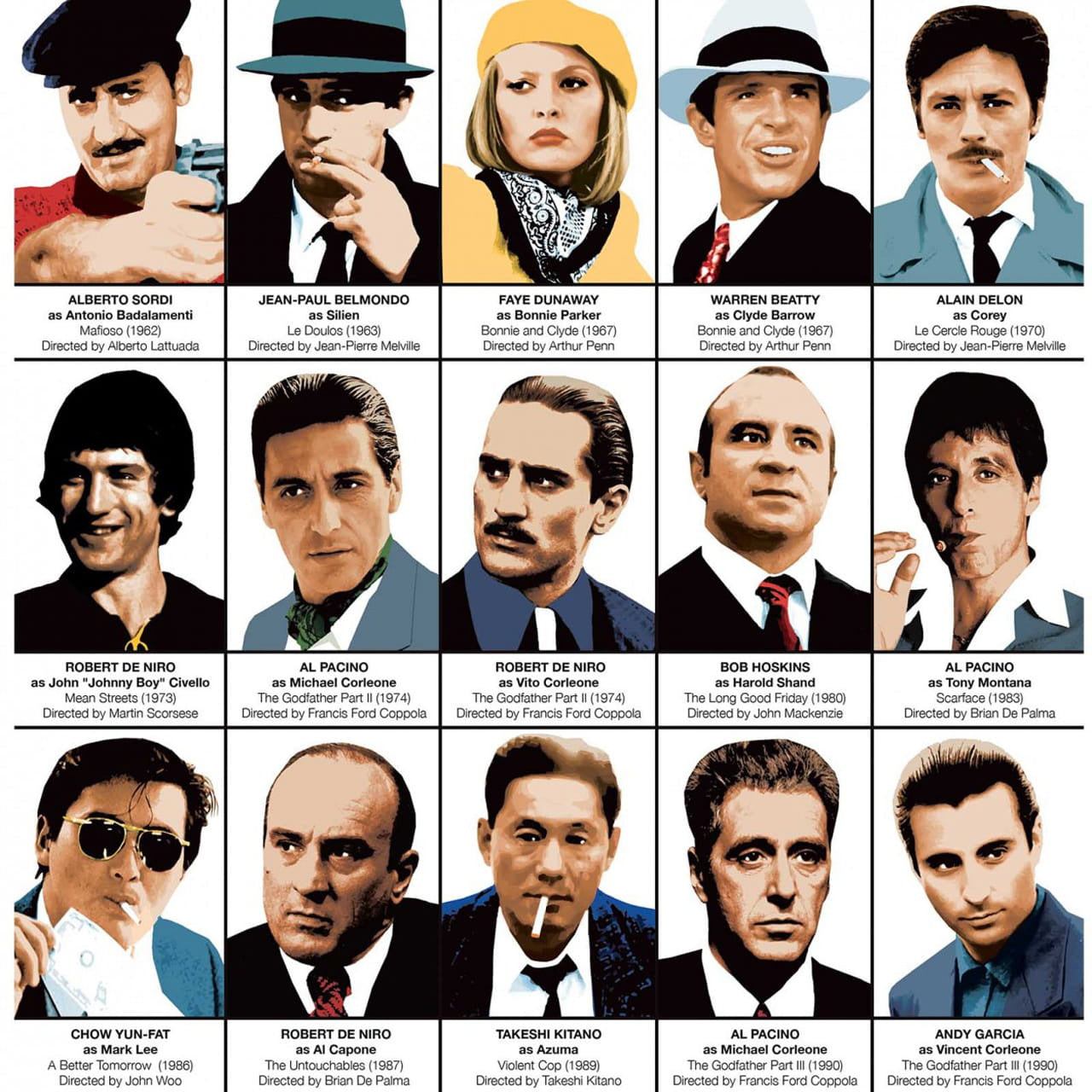 Plakat filmowy Gangster Movie Characters prezent dla kinomaniaka prezent na parapetówkę filmowy plakat