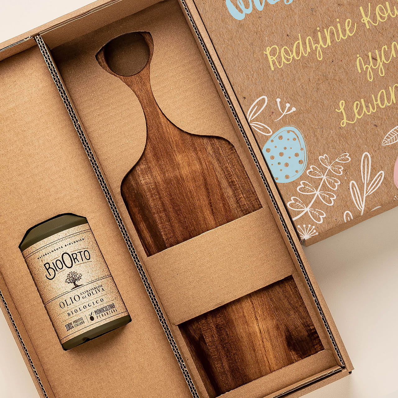 Deska do krojenia i oliwa - personalizowany prezent wielkanocny personalizowana deska do krojenia