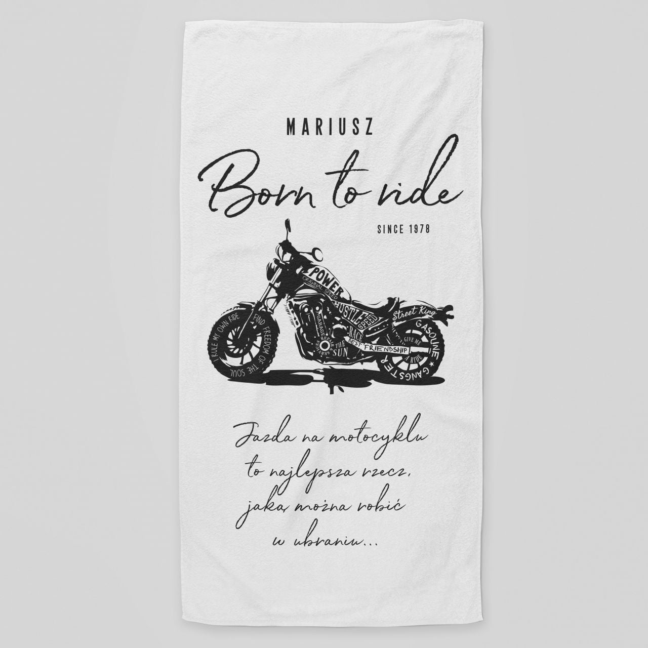 Personalizowany ręcznik dla motocyklisty prezent dla mężczyzny prezent dla fana motocykli ręcznik z nadrukiem